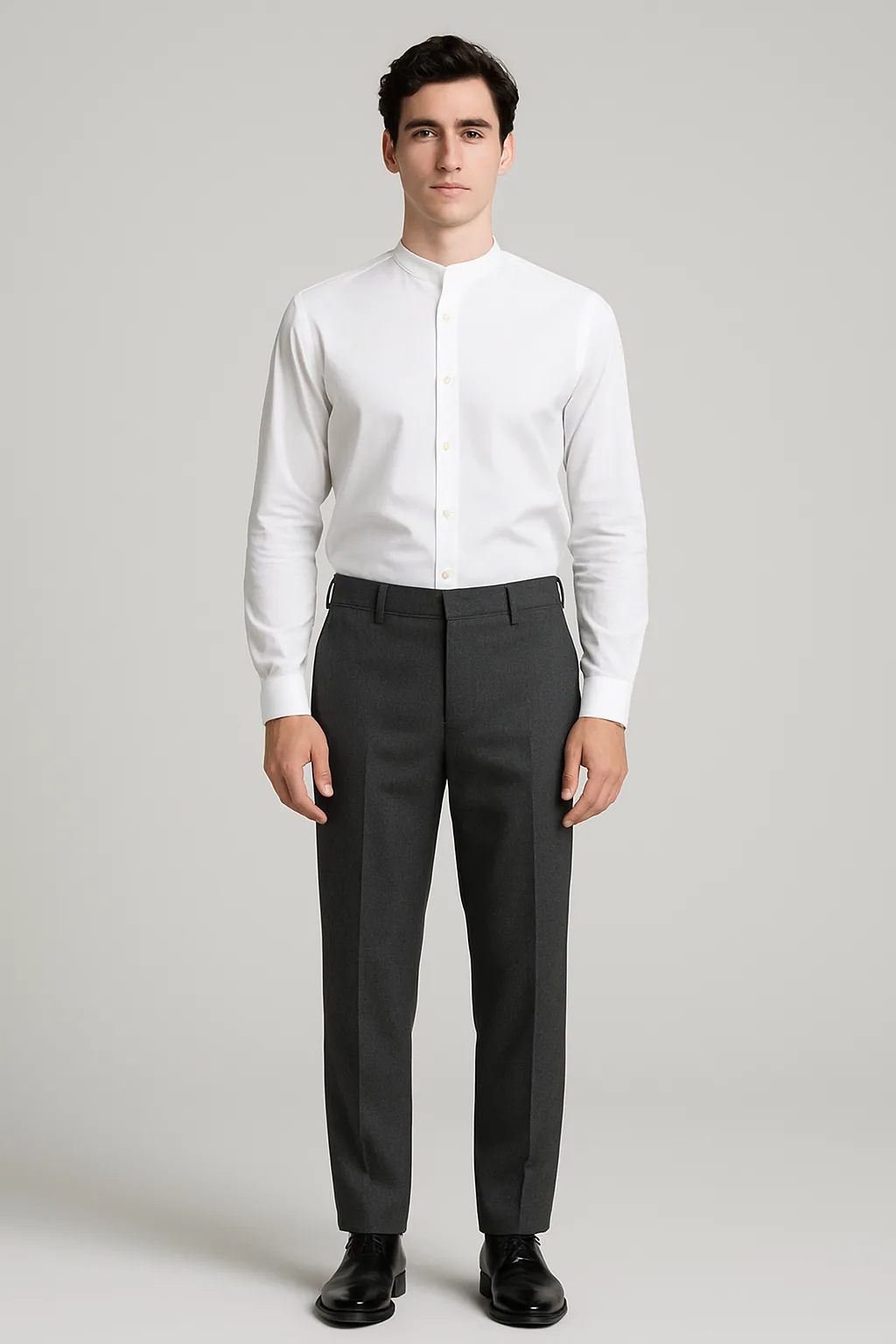 Grandad Collar Poplin Shirt