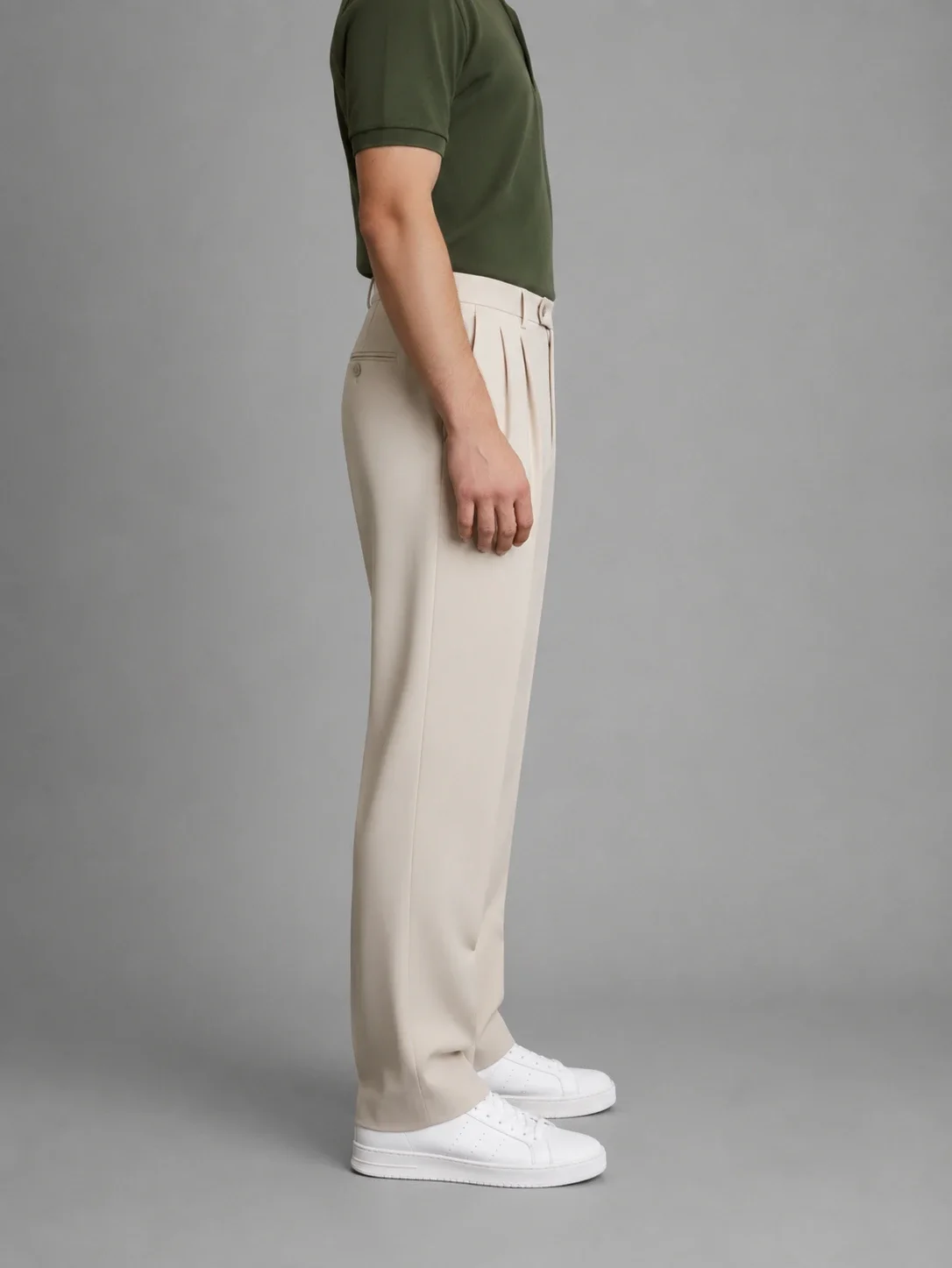 Beige Regular Fit Formal Trousers overview
