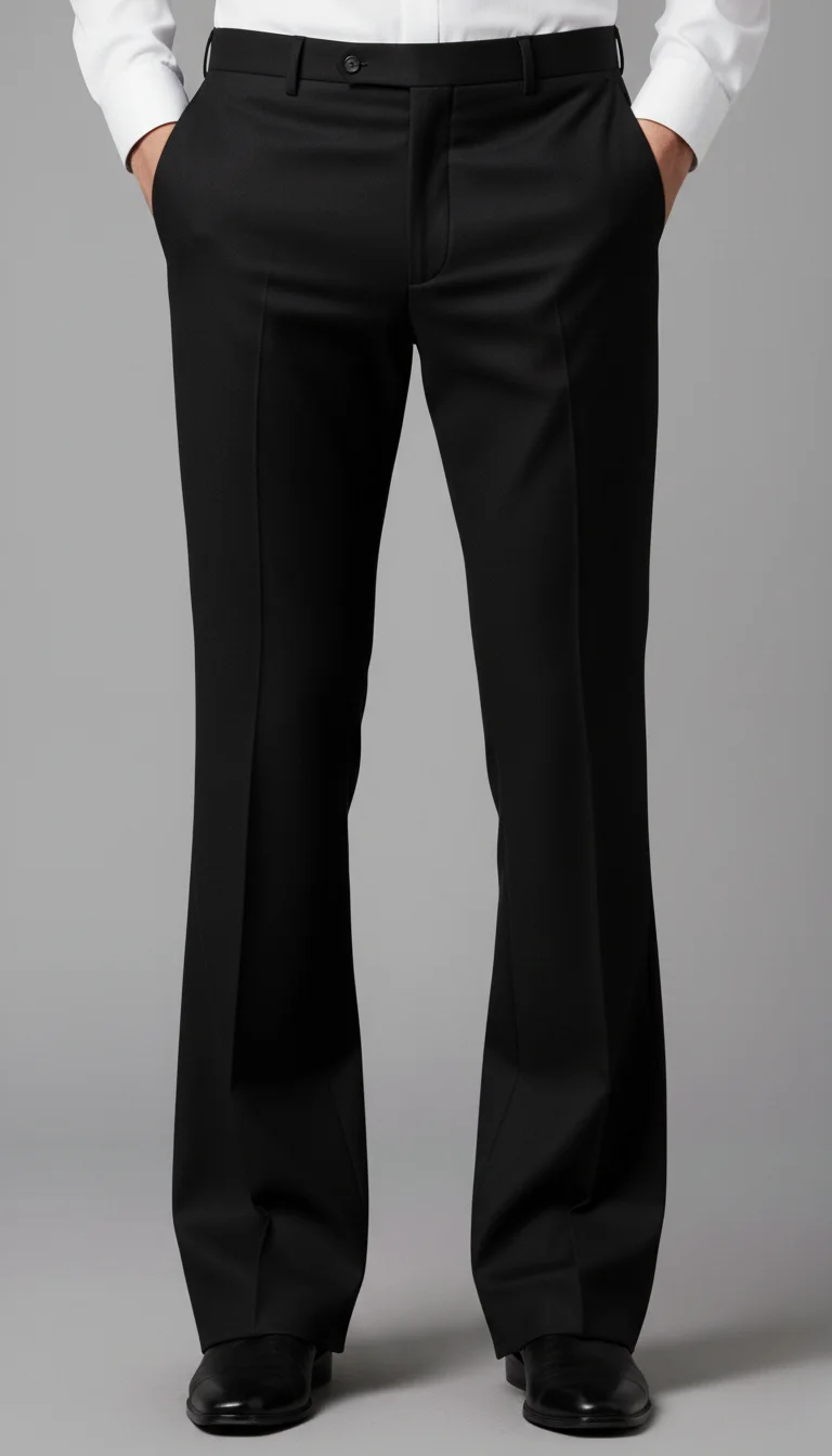 Black Formal Bell Bottom Pants Front