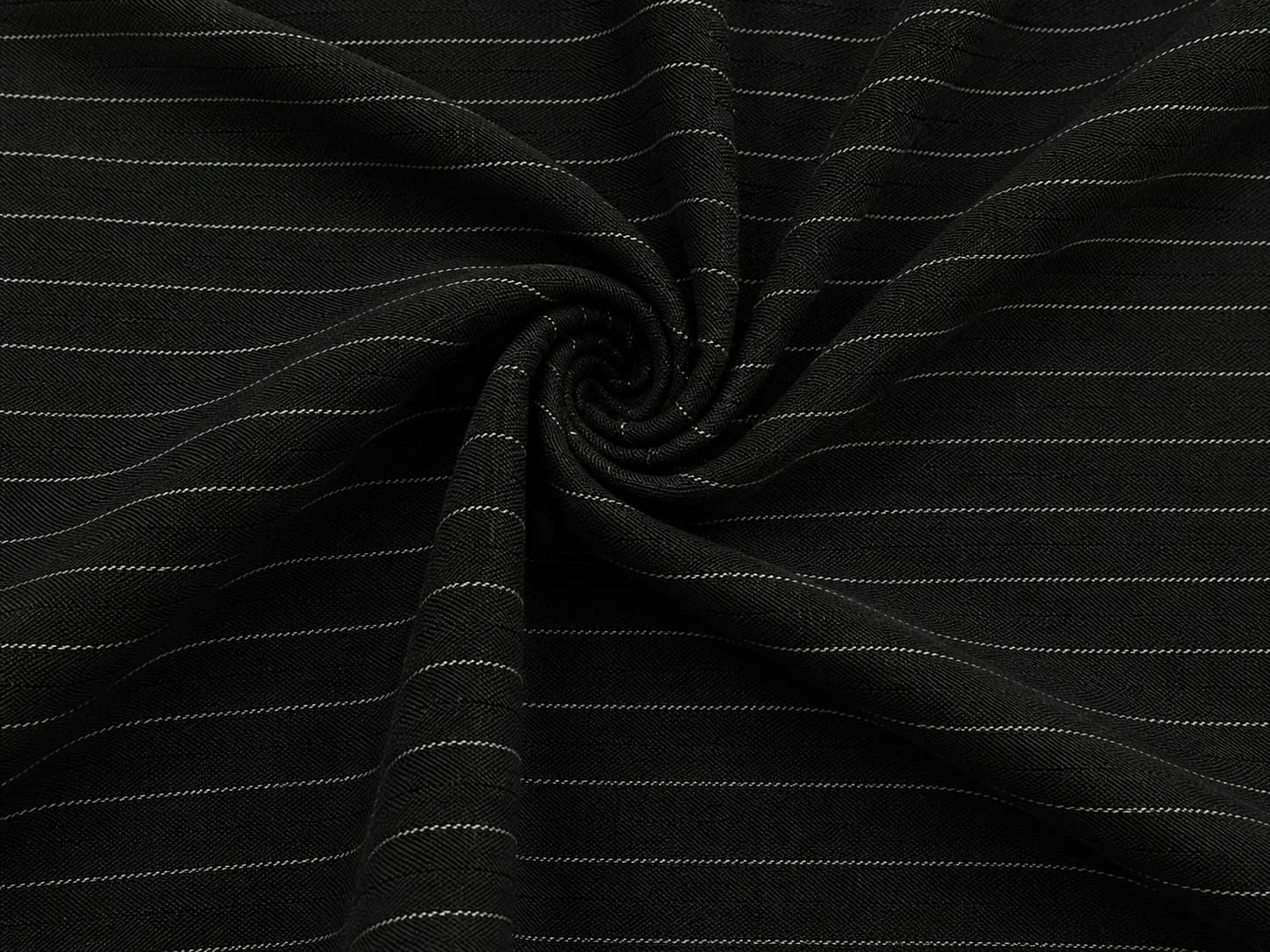 Black Pinstripe Herringbone Suiting Fabric Texture