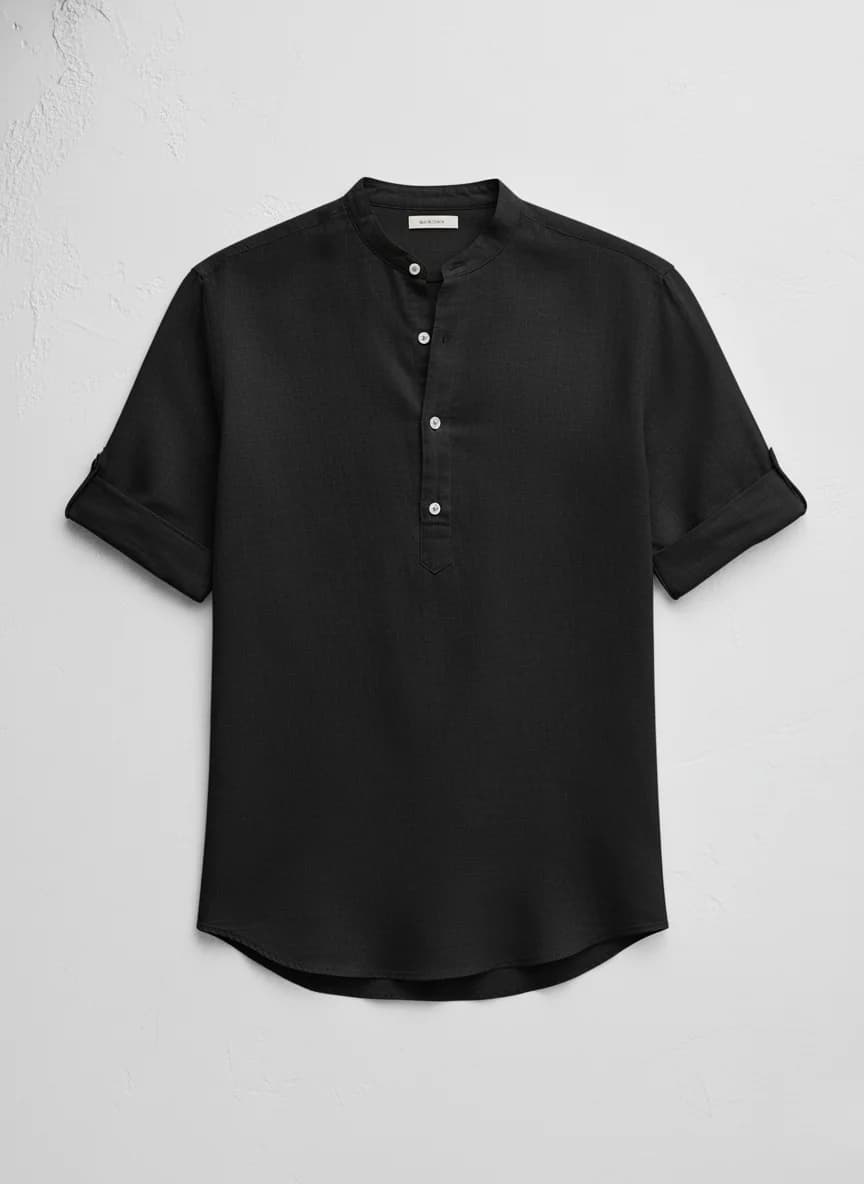 Black Premium Linen Shirt Side