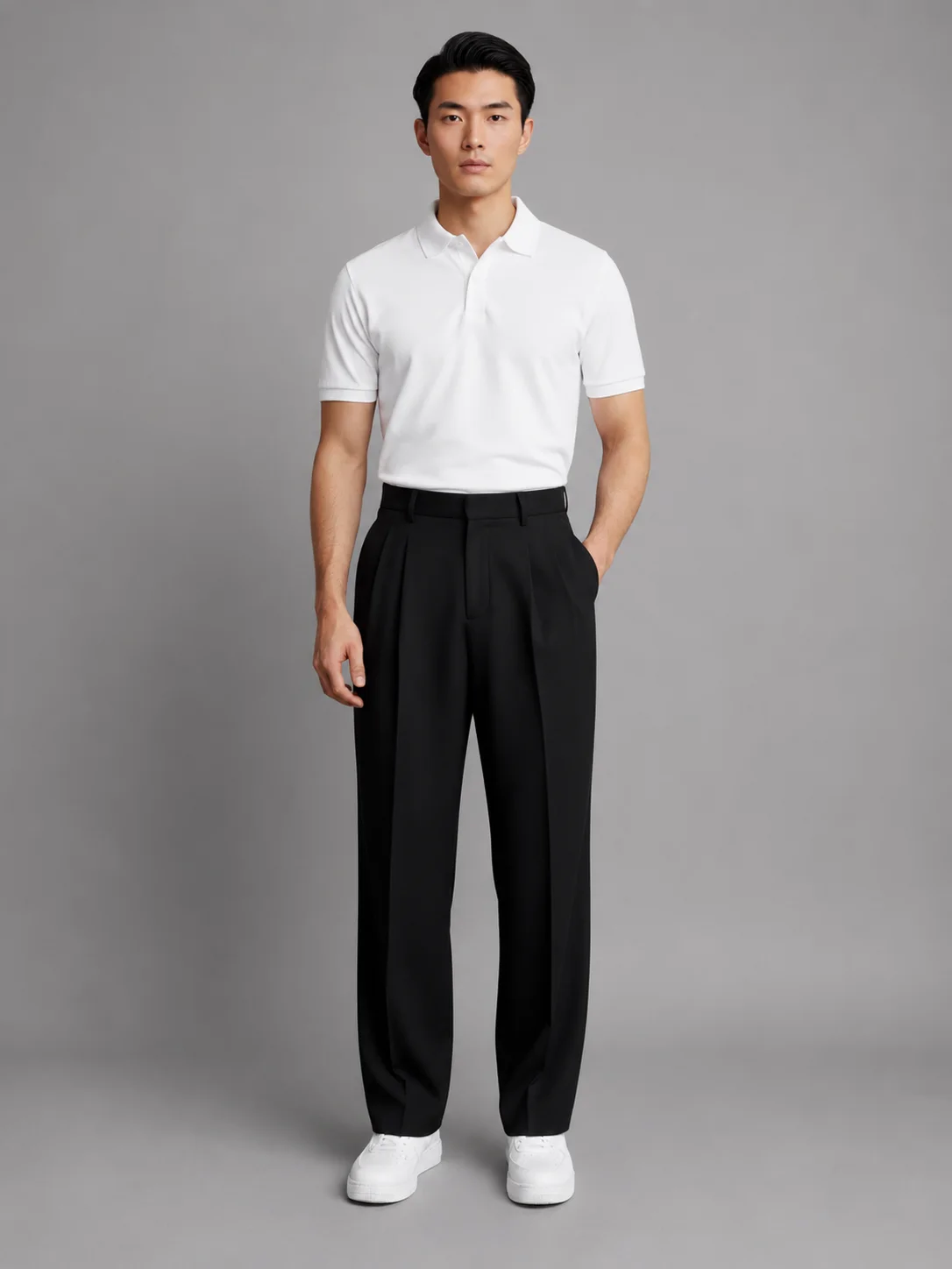 Black Regular Fit Formal Trousers Front