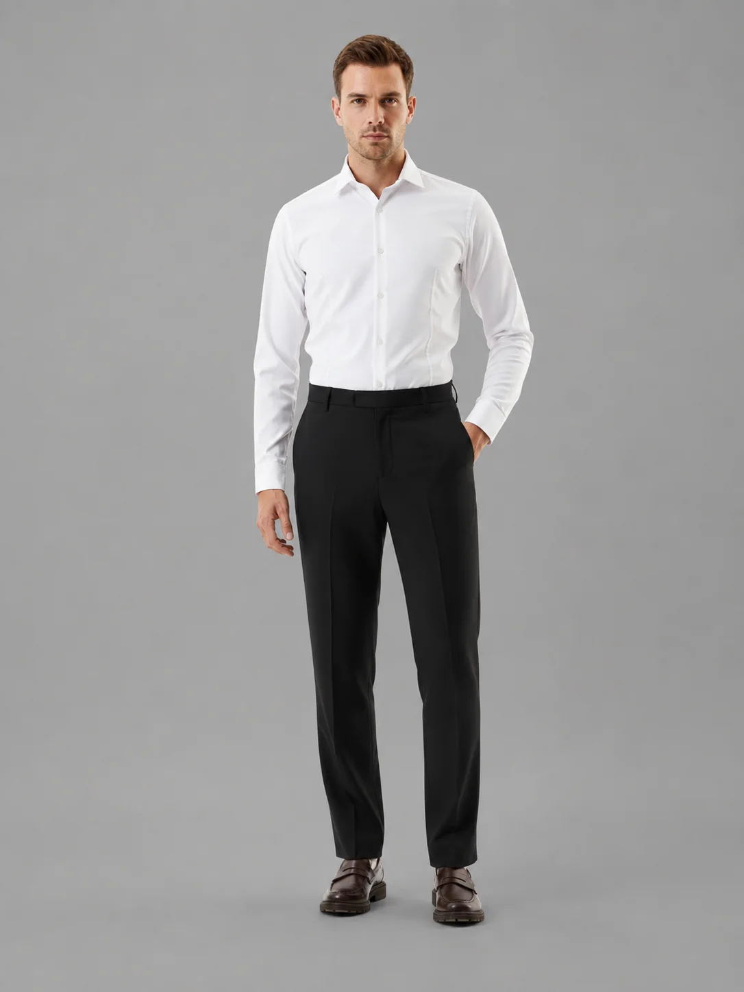 Black Slim Fit Formal Trousers Front