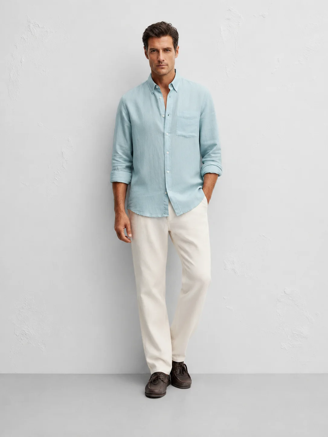 Blue Premium linen Casual Shirt Front