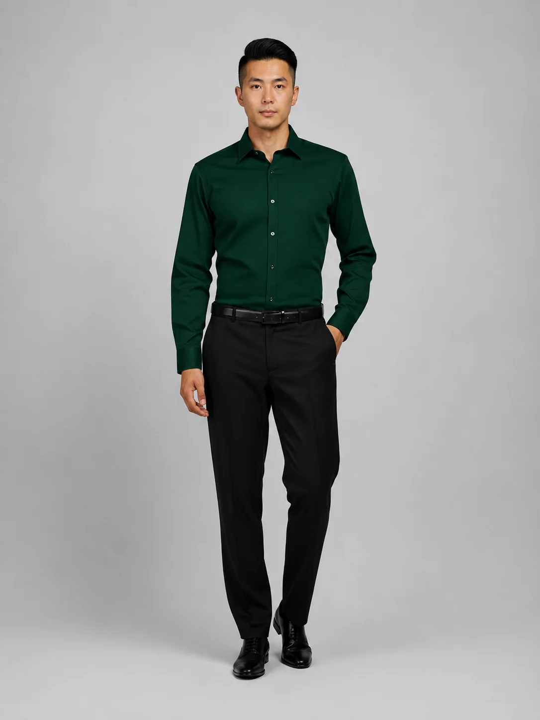 Bottle Green Premium Formal Shirt Front