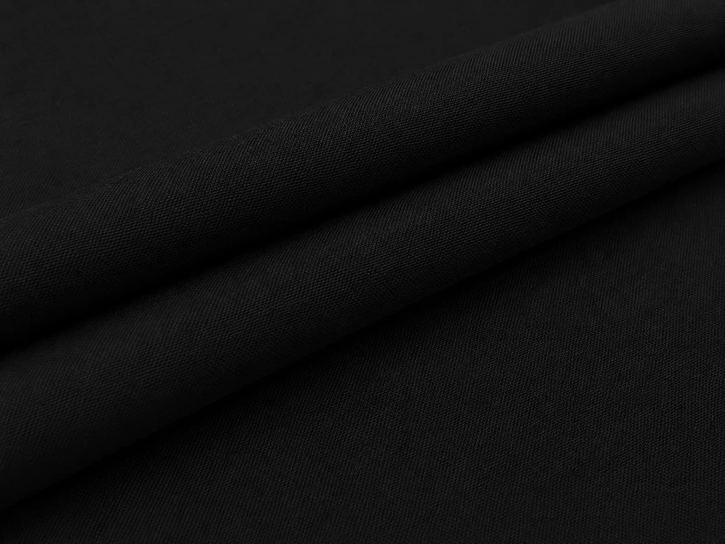 Classic Black Plain Woven Fabric Drape