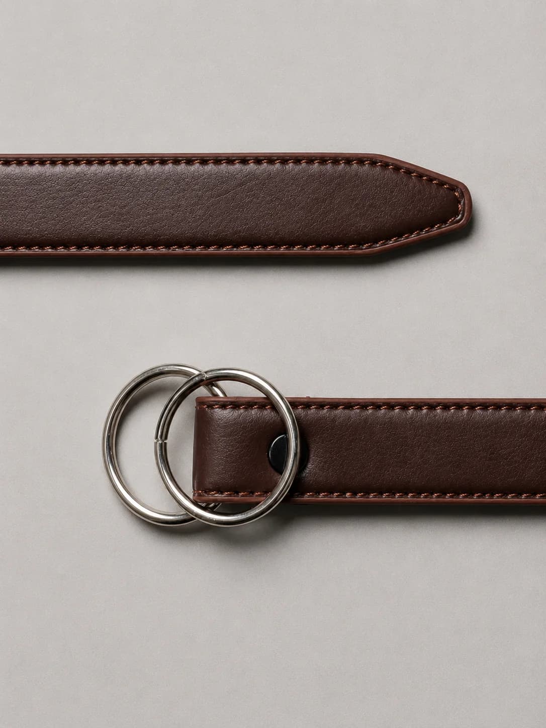 Classic Espresso Double-Ring Leather Belt Back