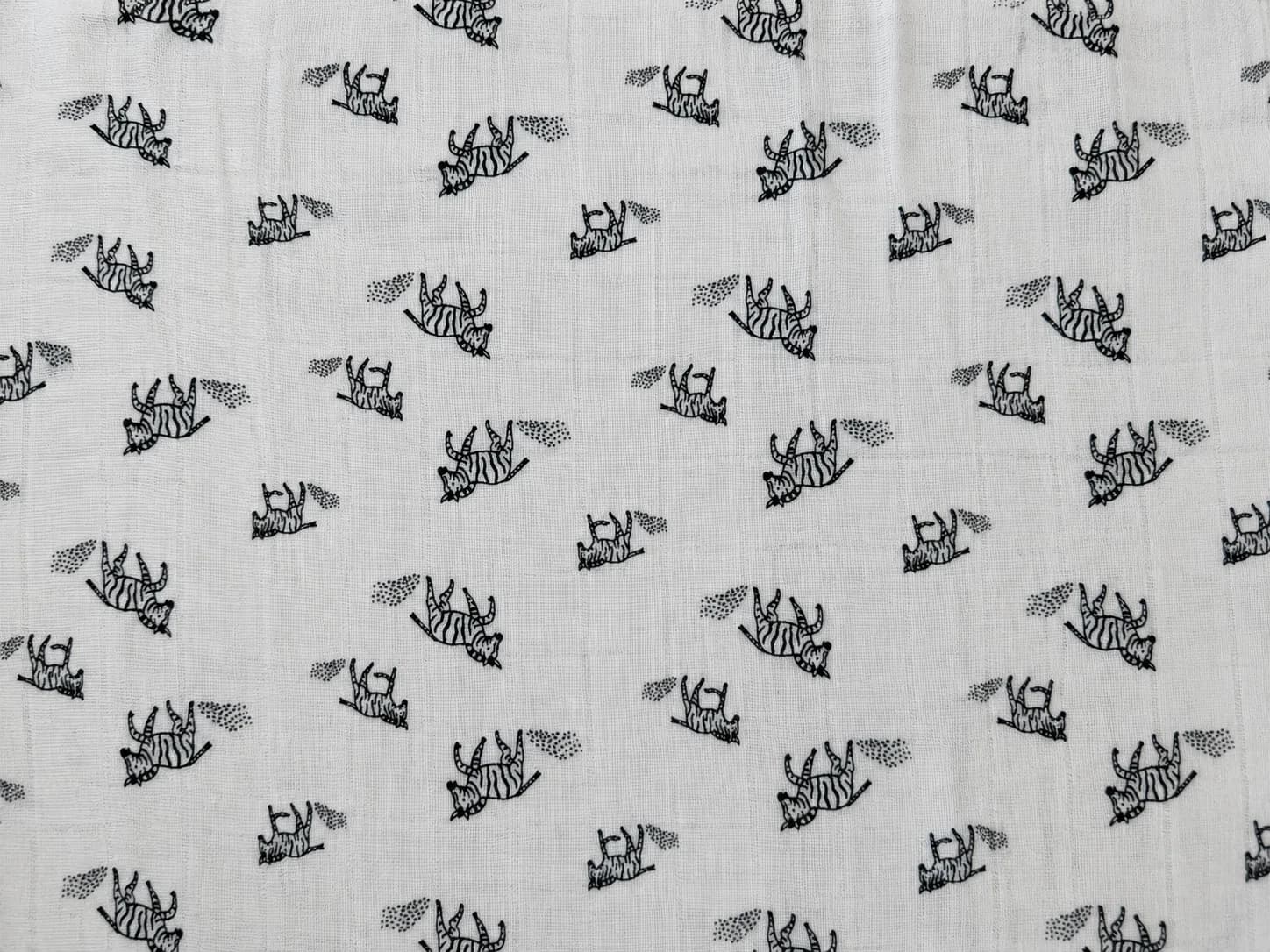 Cotton Muslin Printed Fabric – Zebra Motif on Off-White Macro