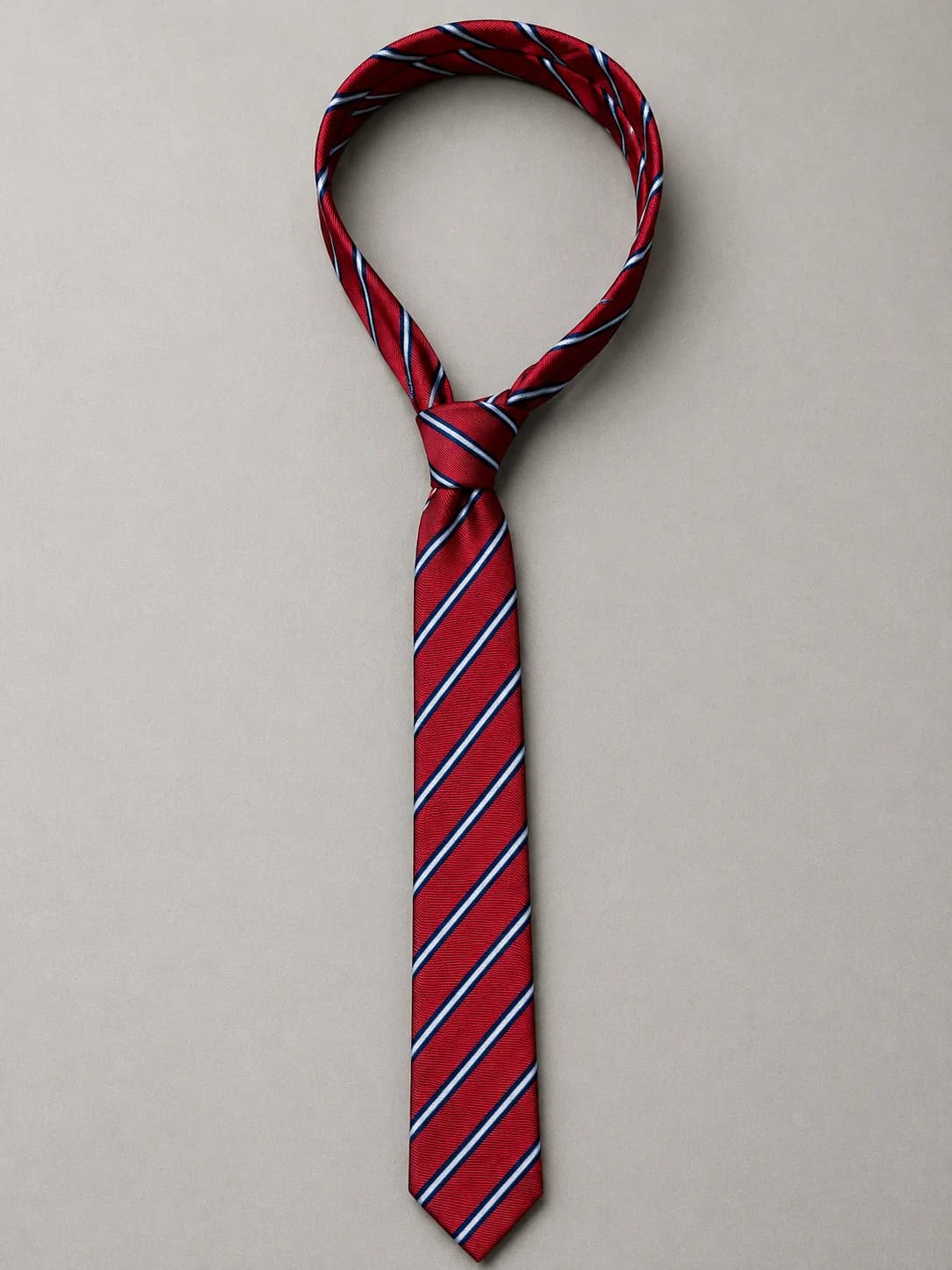 Crimson Regent Striped Necktie Side