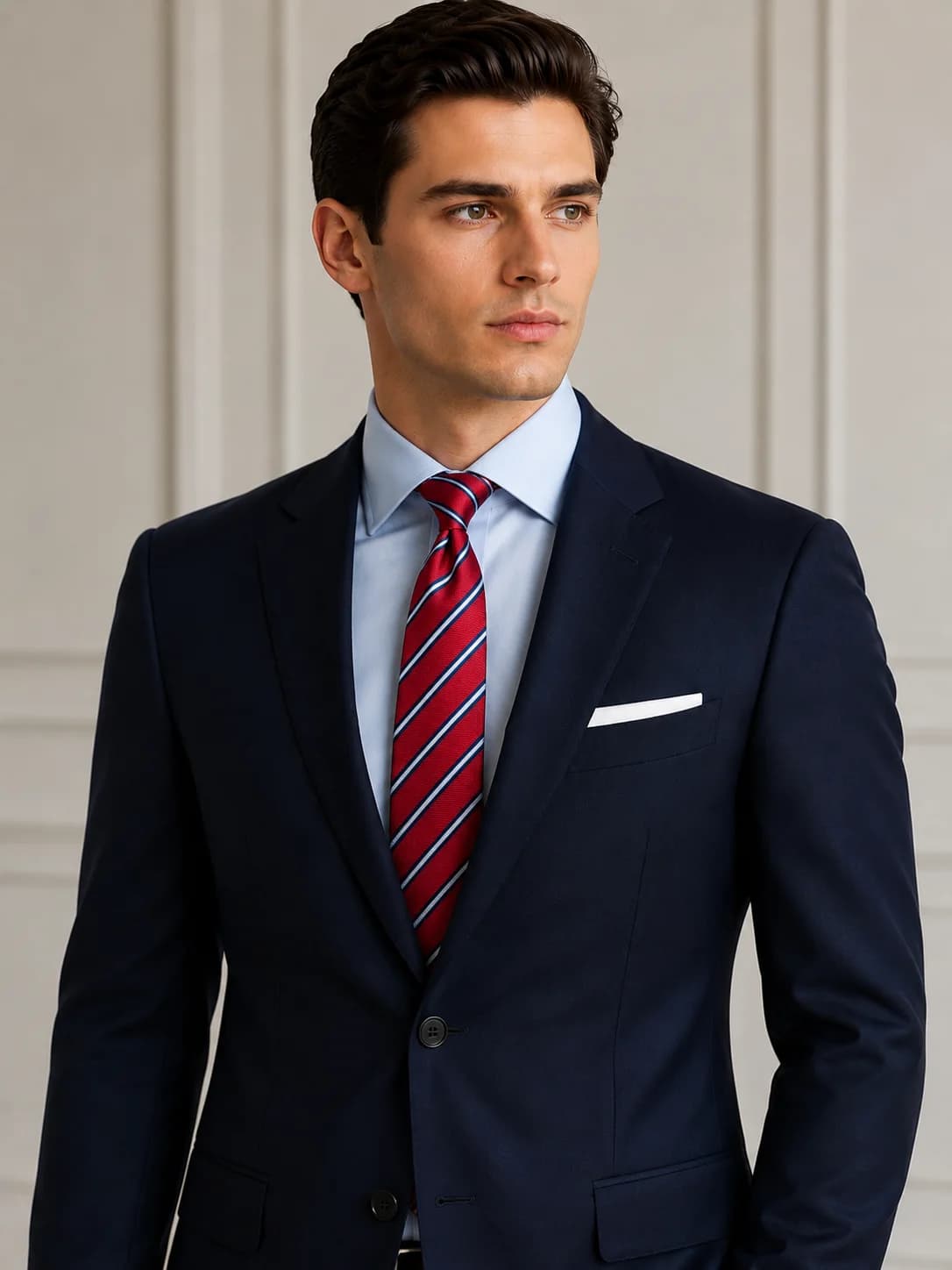 Crimson Regent Striped Necktie Front