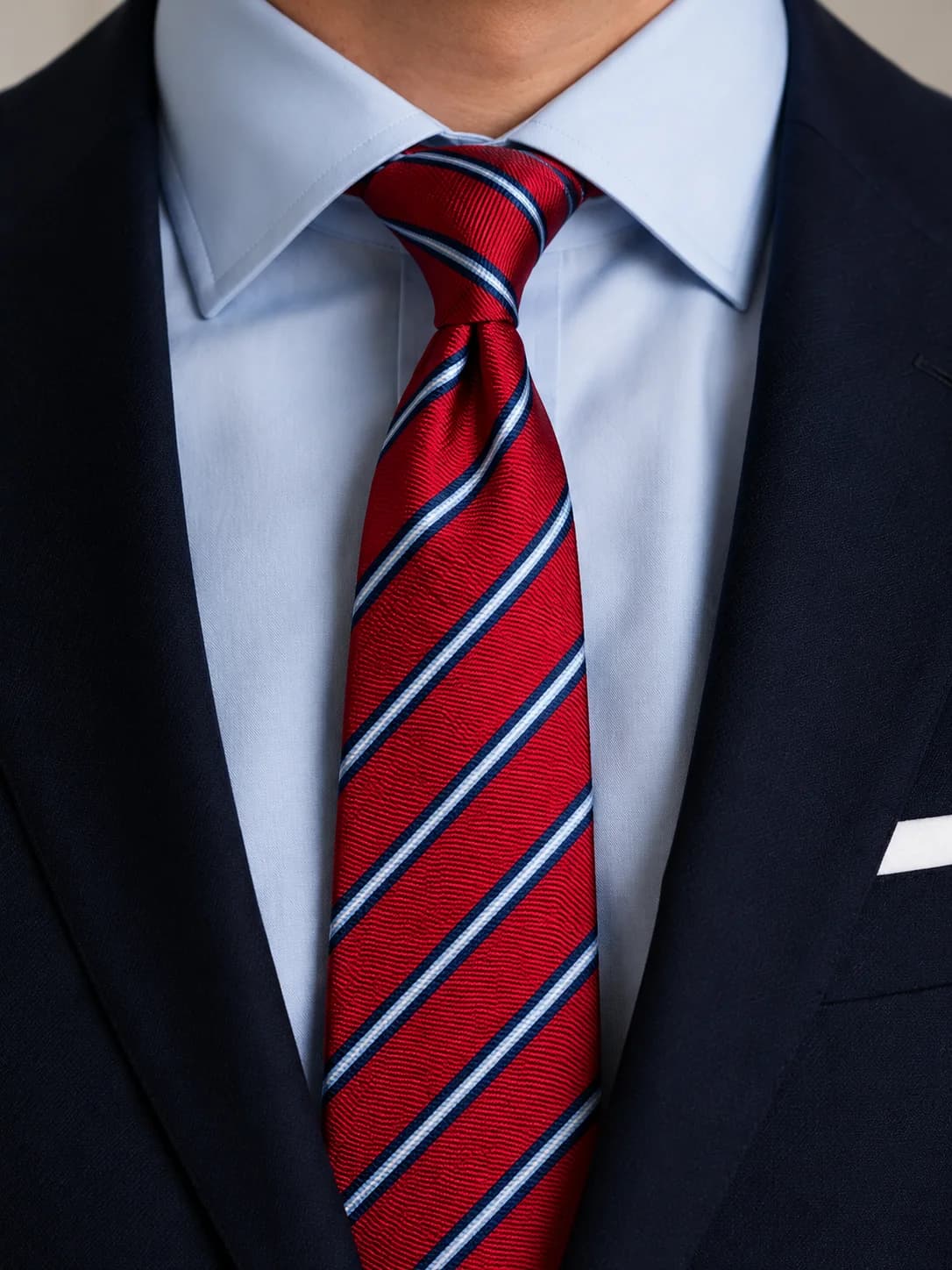 Crimson Regent Striped Necktie Overview