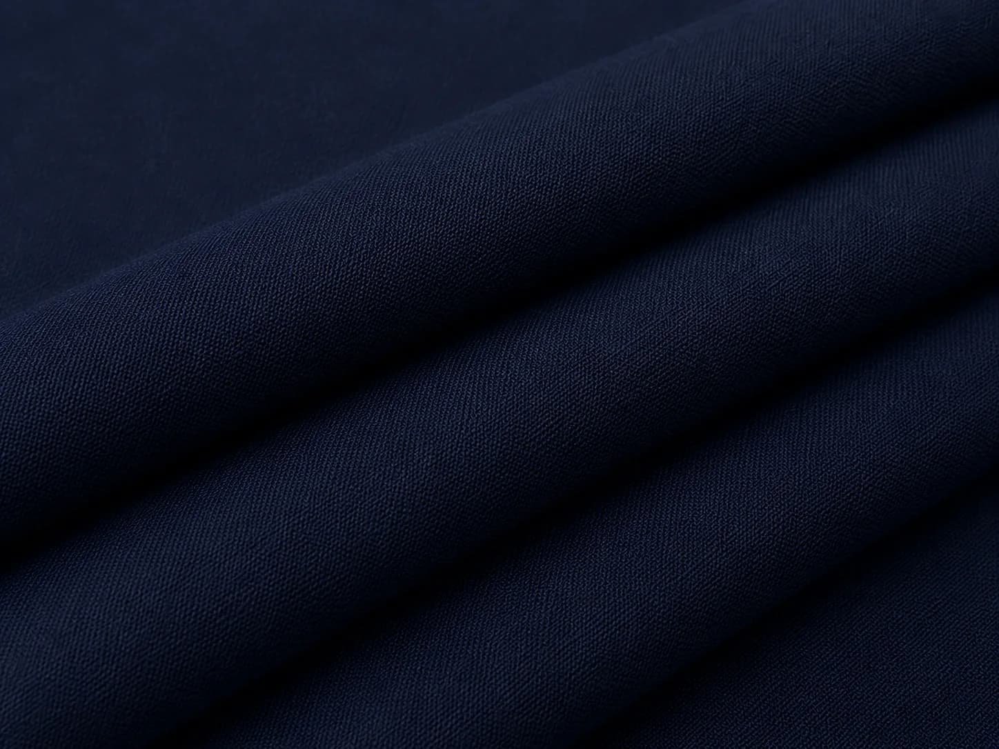 Deep Navy Blue Plain Woven Fabric Drape