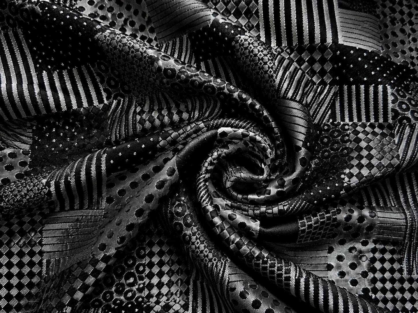 Geometric Printed Fabric – Black & Grey Texture
