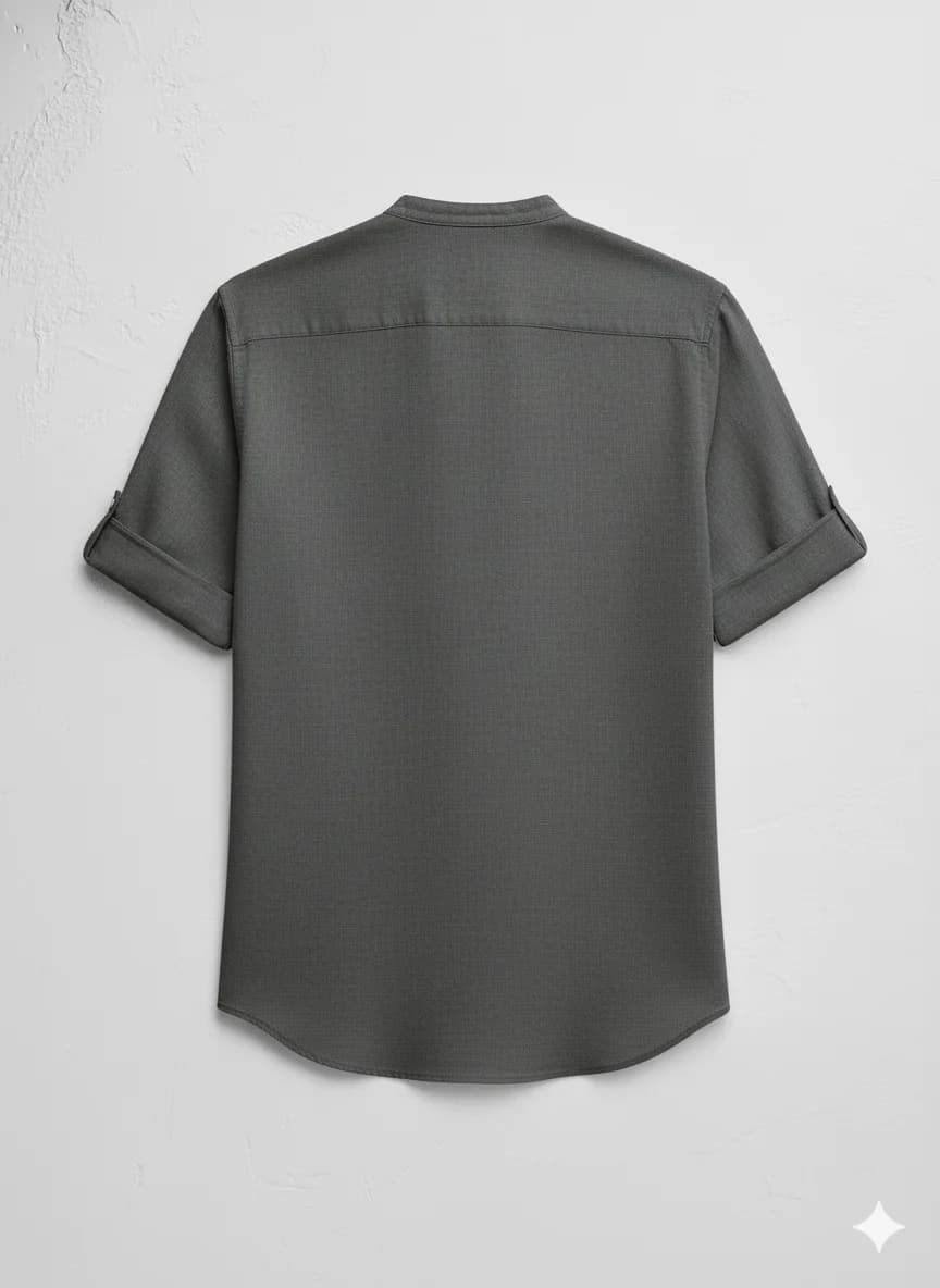 Grey Premium Linen Shirt Back