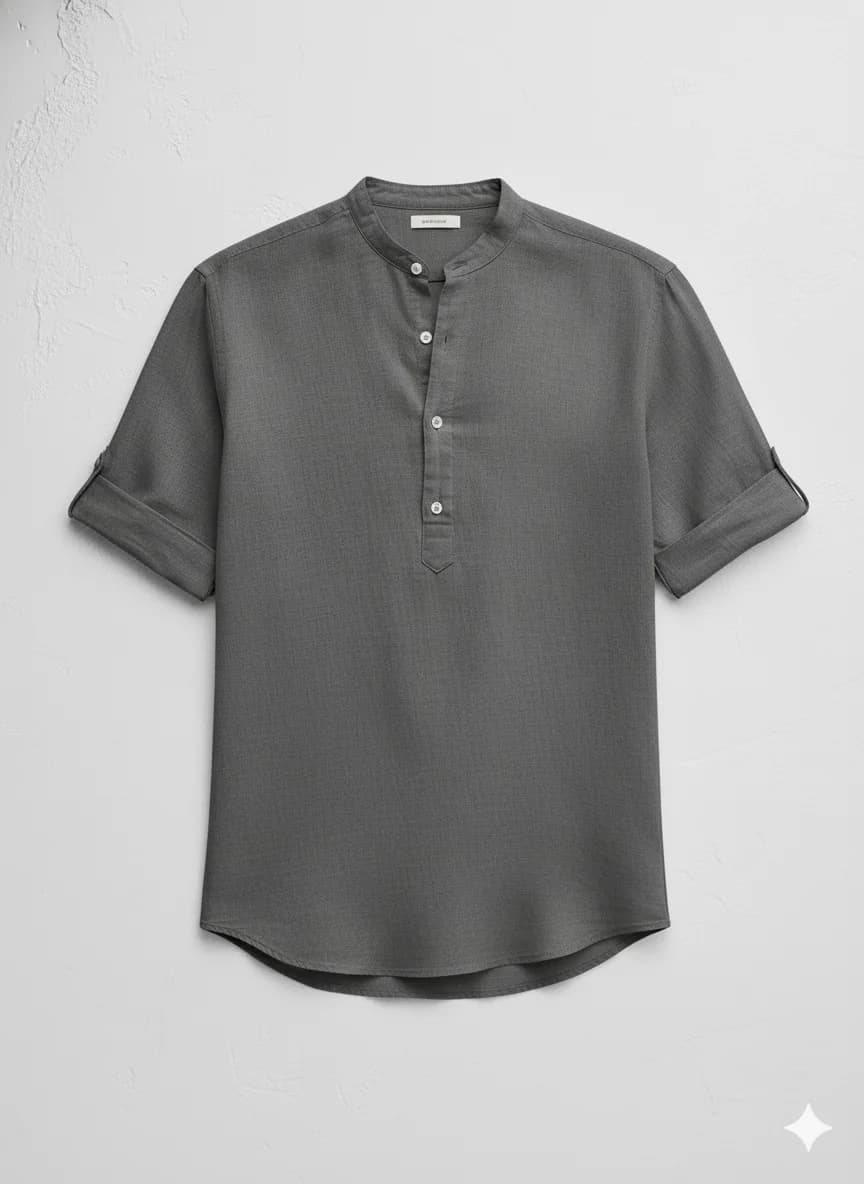 Grey Premium Linen Shirt Side