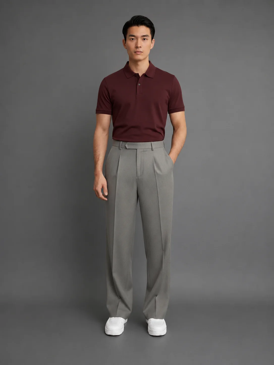Grey Regular Fit Formal Trousers Front