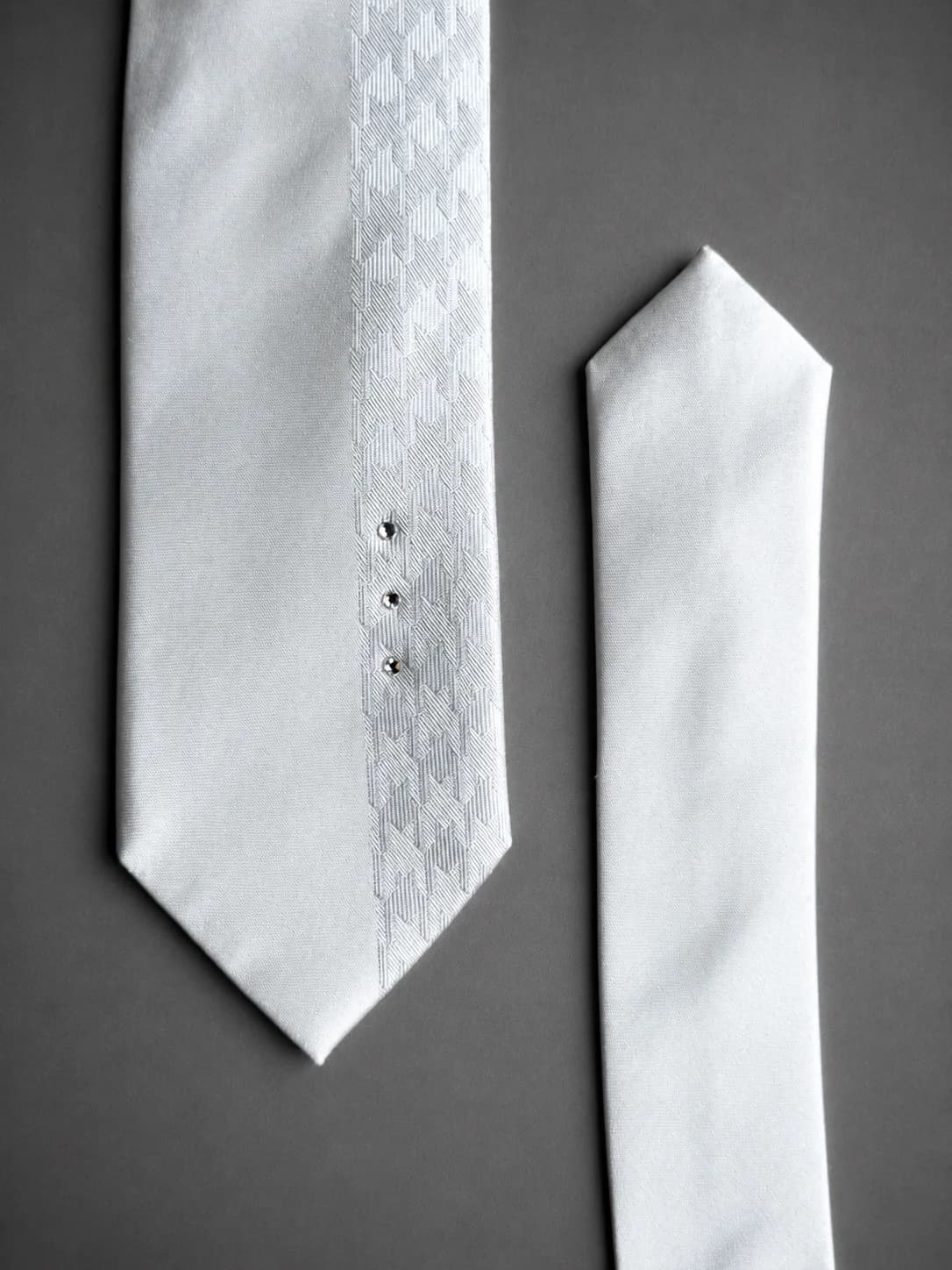 Ivory Luxe Crystal Accent Necktie Detail
