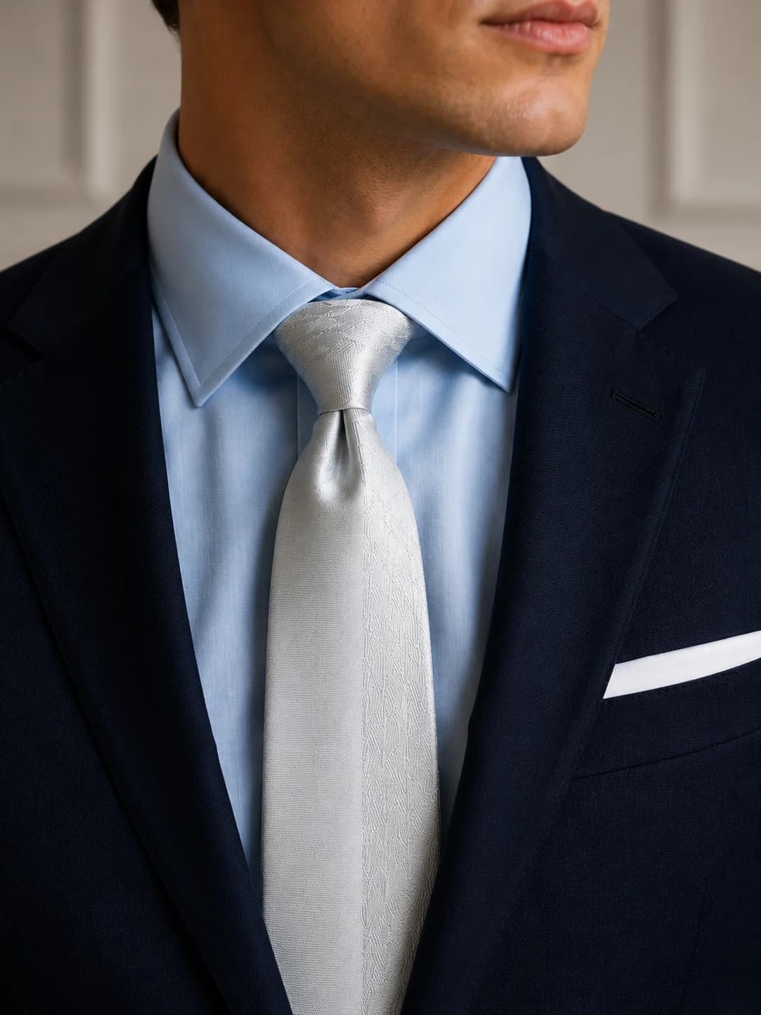 Ivory Luxe Crystal Accent Necktie Overview