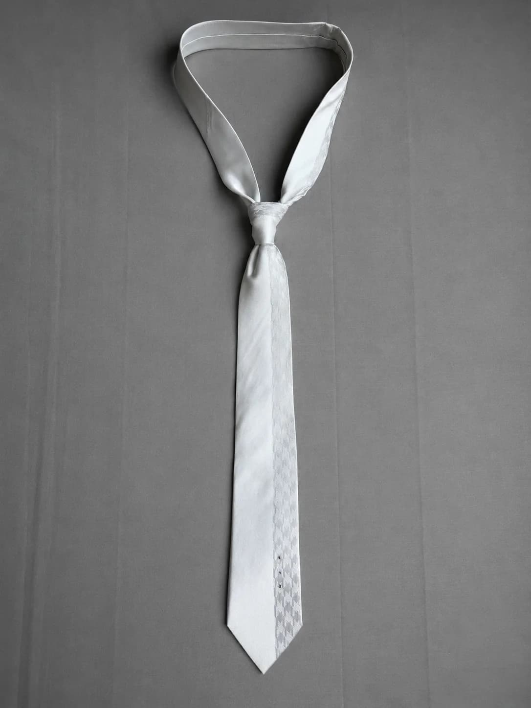 Ivory Luxe Crystal Accent Necktie Side