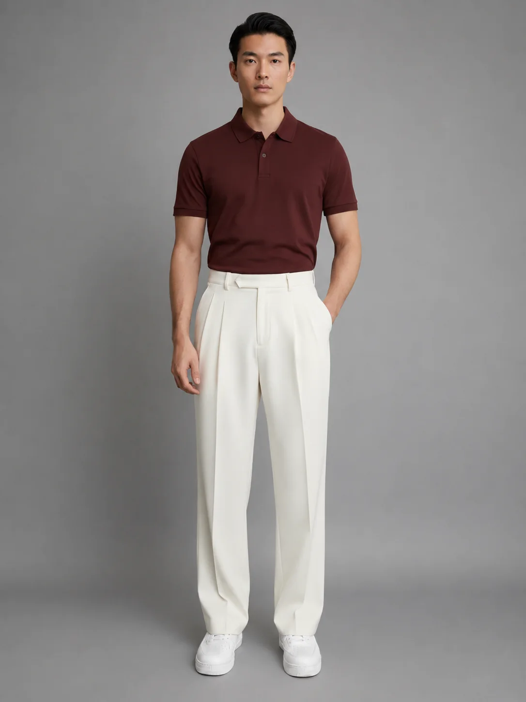 Ivory White Regular Fit Formal Trousers front