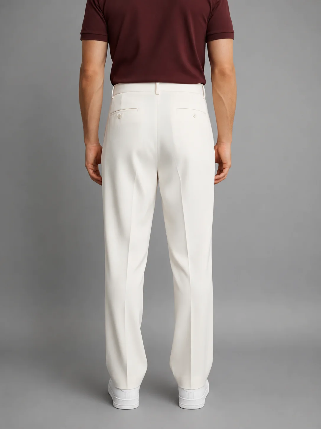 Ivory White Regular Fit Formal Trousers overview