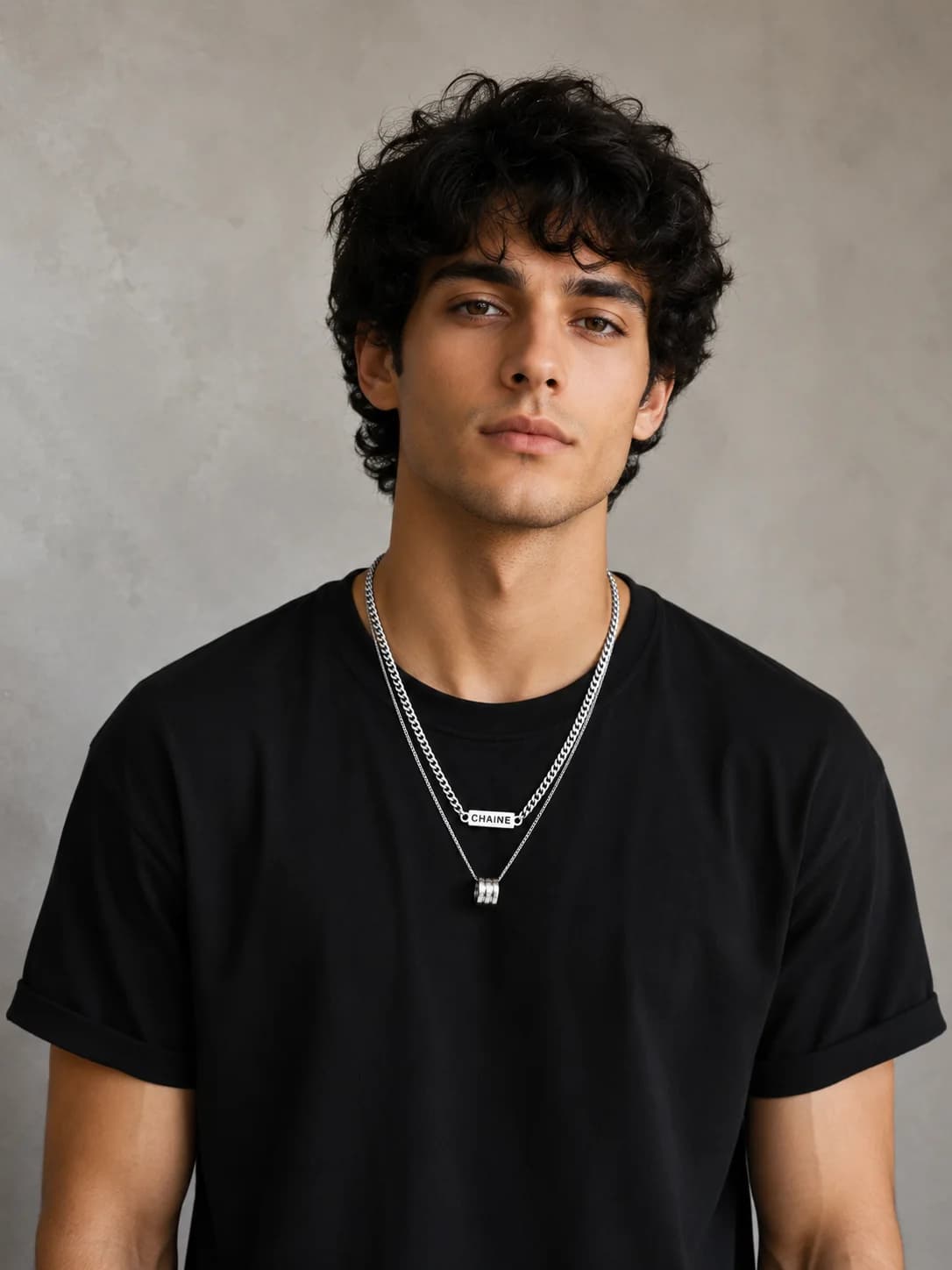Layered CHAINE Pendant Necklace Set Front