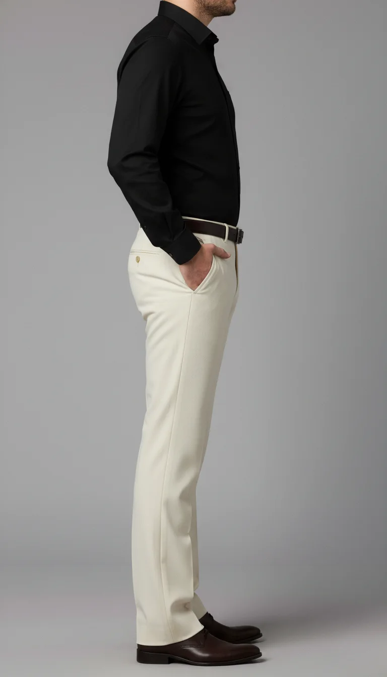 Light Beige Tailored Bell Bottom Formal Trousers Side