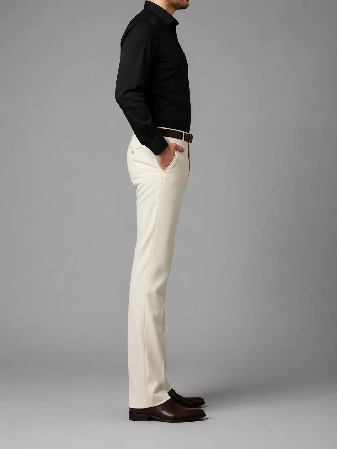 Light Beige Bell Bottom Formal Trousers overview