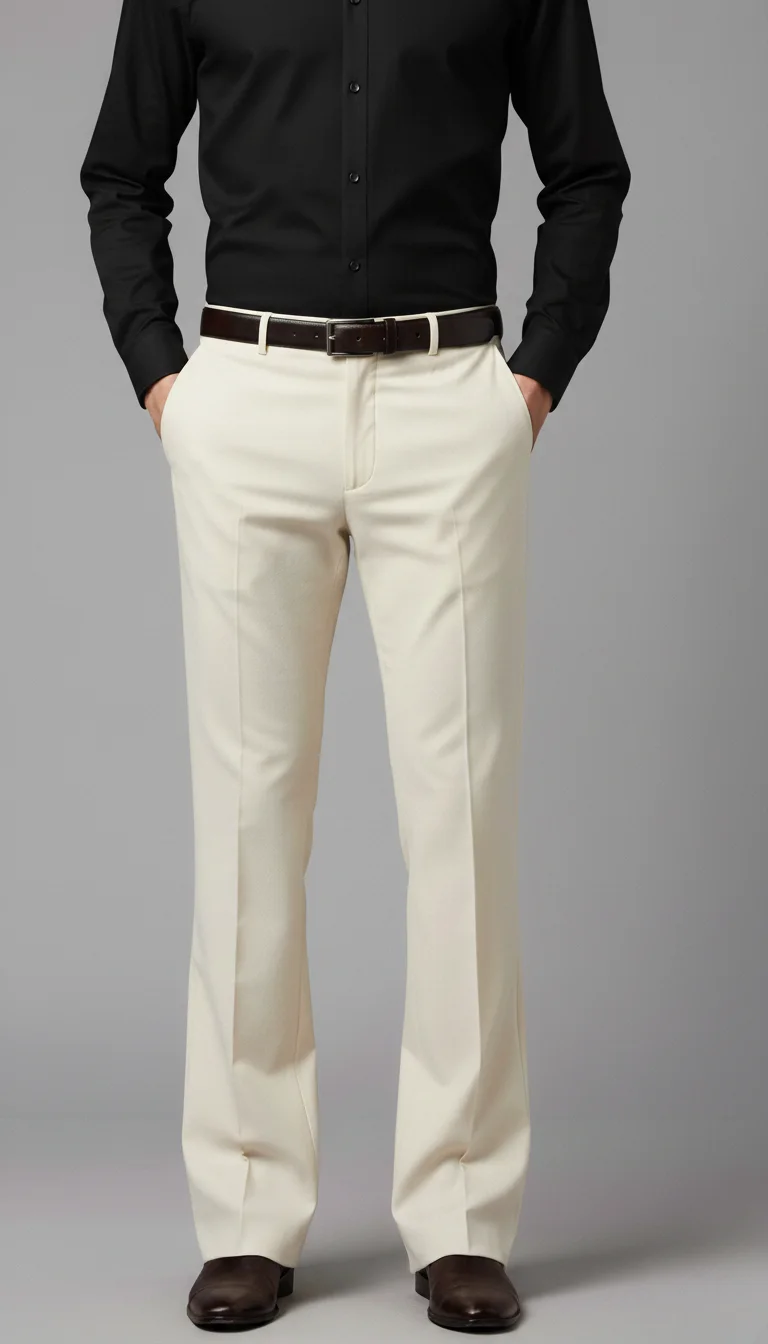 Light Beige Tailored Bell Bottom Formal Trousers Overview