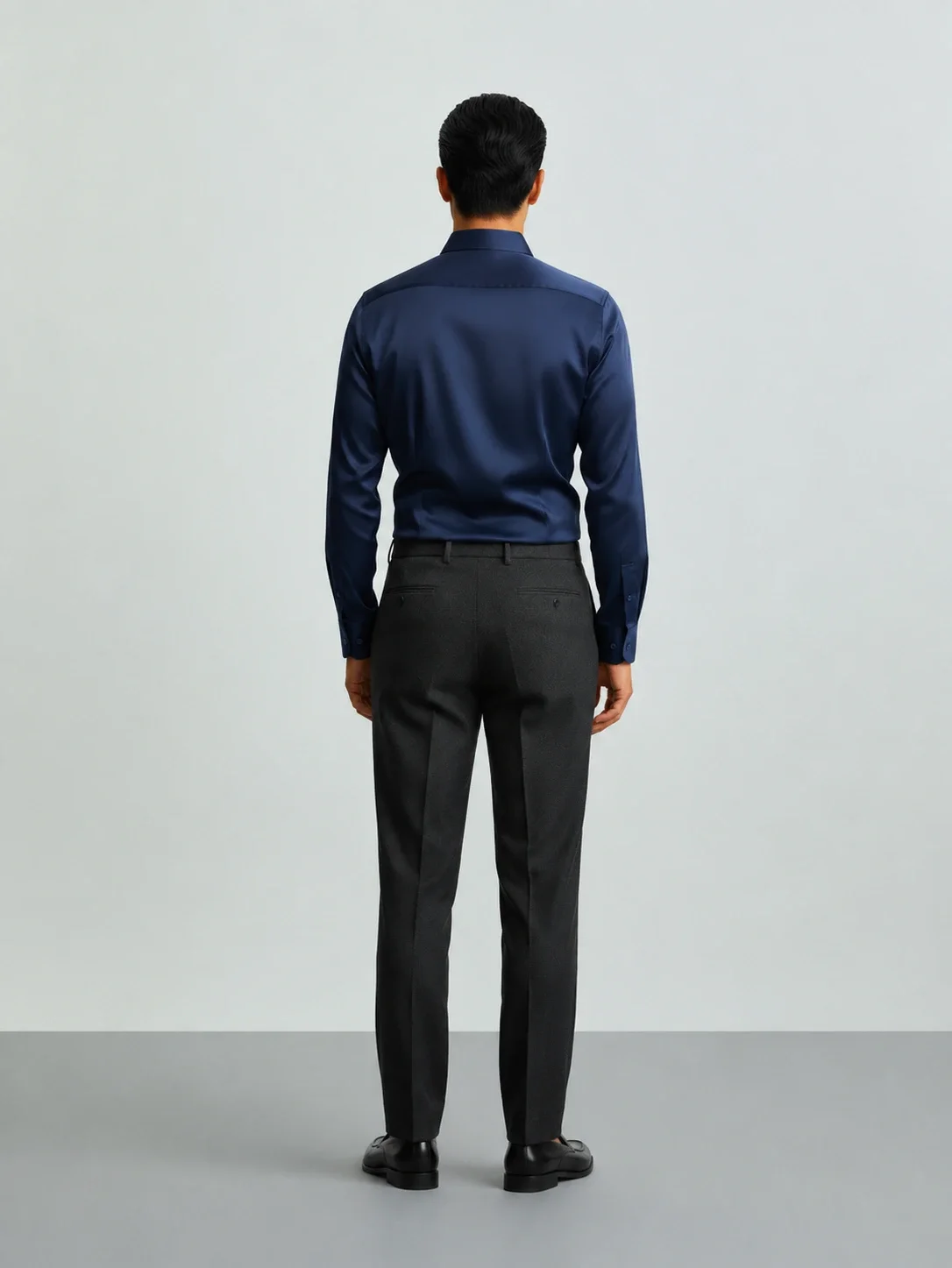 Luxe Blue Satin Regular Fit Shirt overview