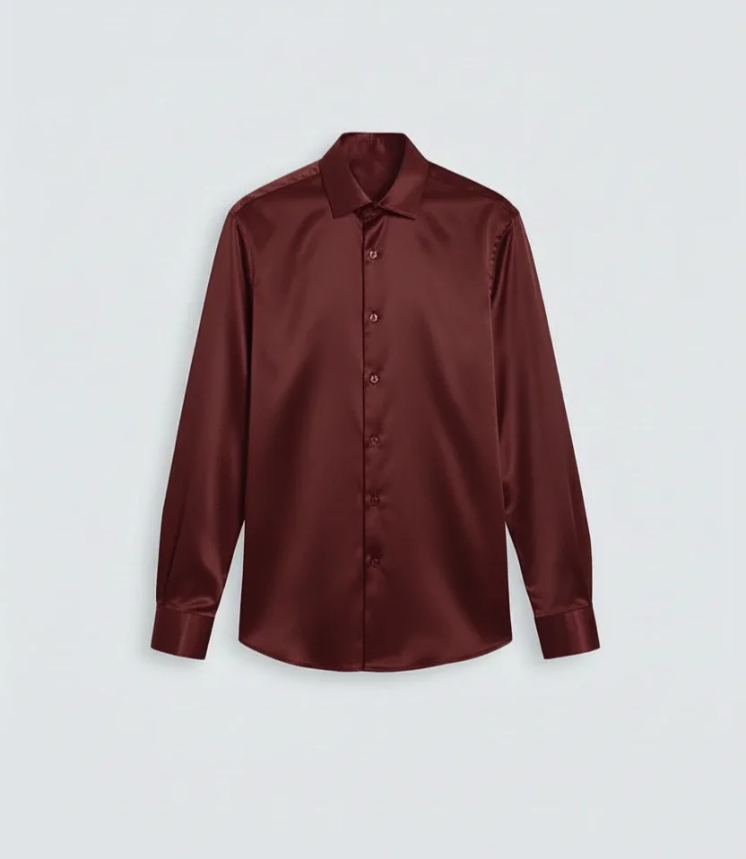 Maroon satin Premium Casual Shirt Side