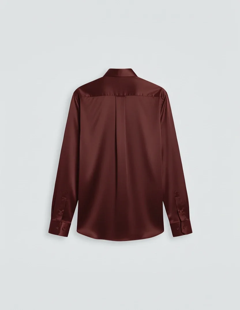 Maroon satin Premium Casual Shirt Back