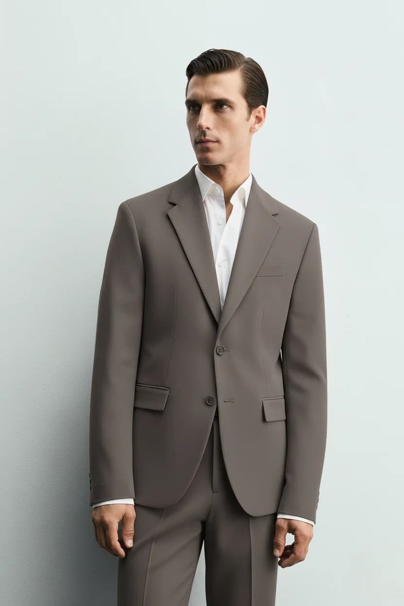 Men's Ash Grey Premium Tailored Formal Blazer Texture
