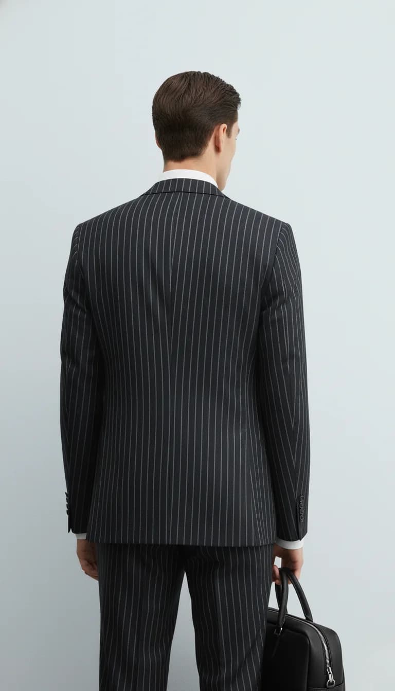 Men’s Black & White Pinstripe Tailored Suit overview
