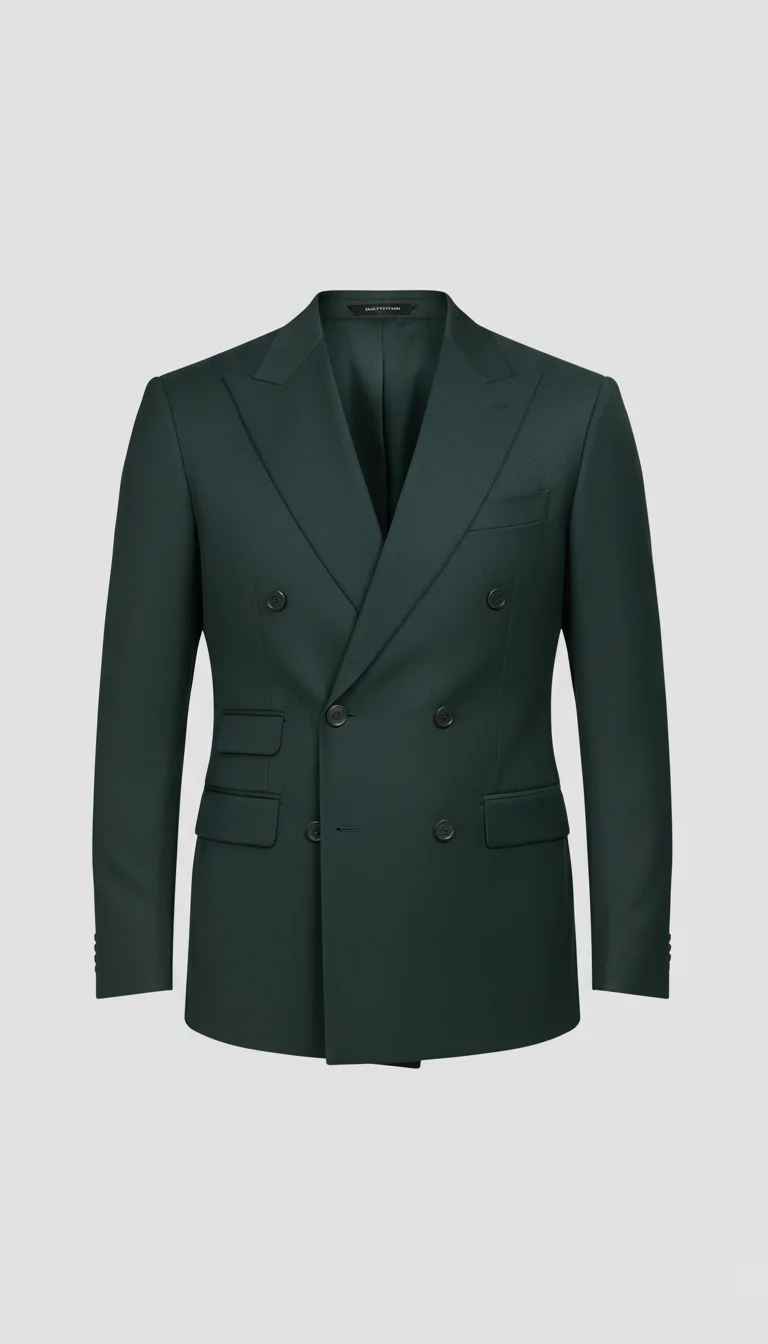 Men’s Bottle Green Double-Breasted Tailored Suit Side