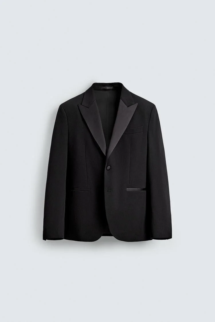 Men's Classic Black Premium Tailored Suit Side