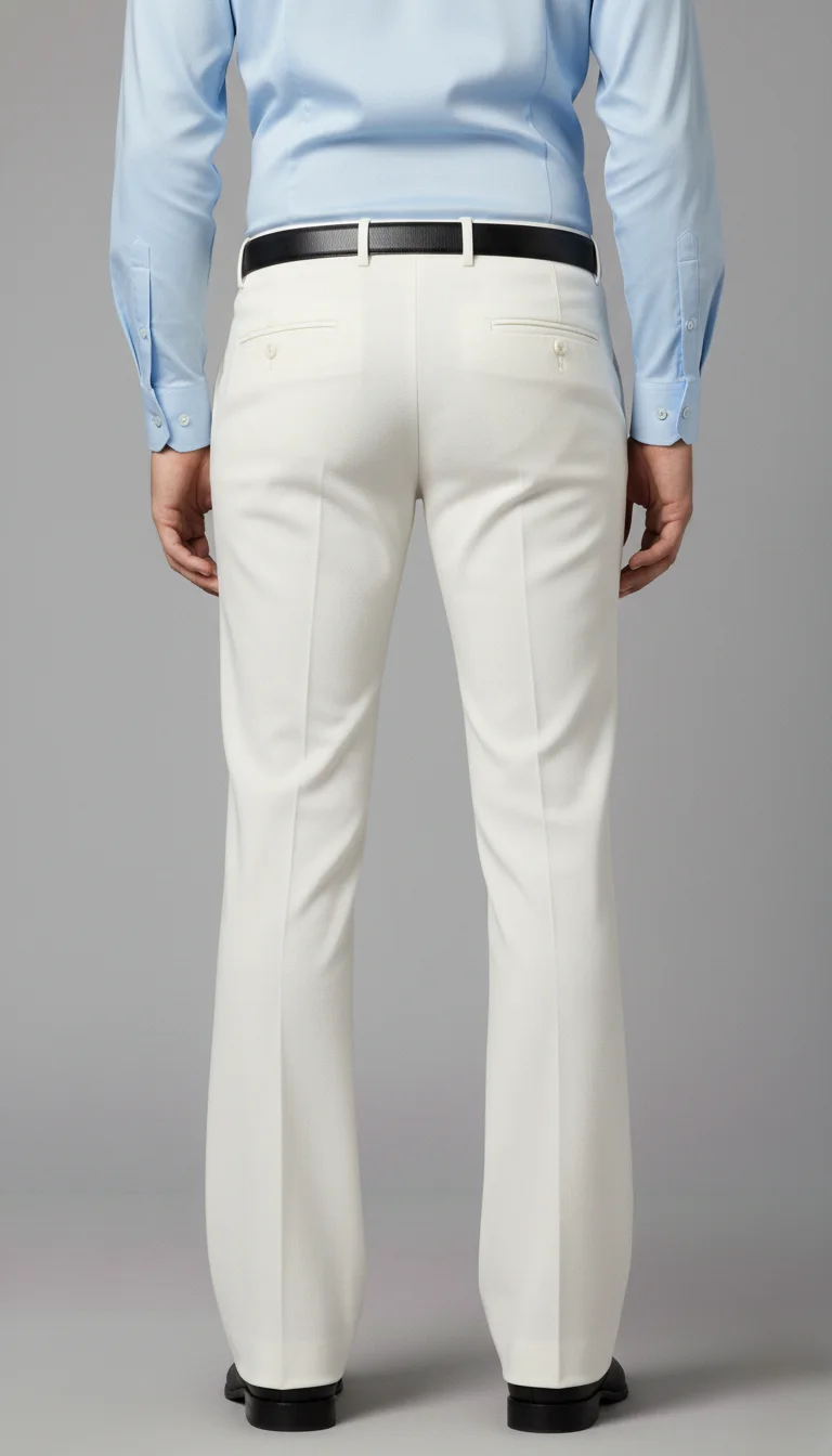Men's Ivory White Bell Bottom Formal Trousers Side