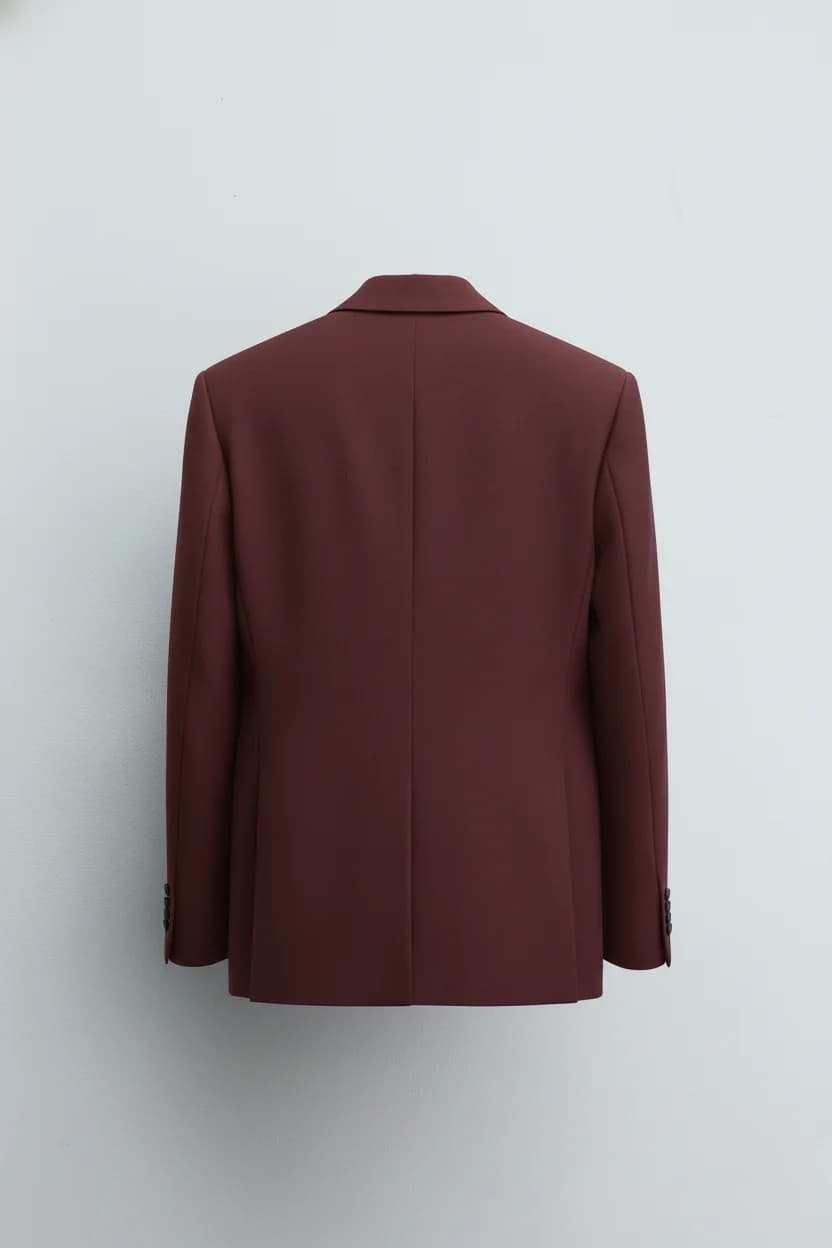 Men’s Maroon Double-Breasted Tailored Suit Back