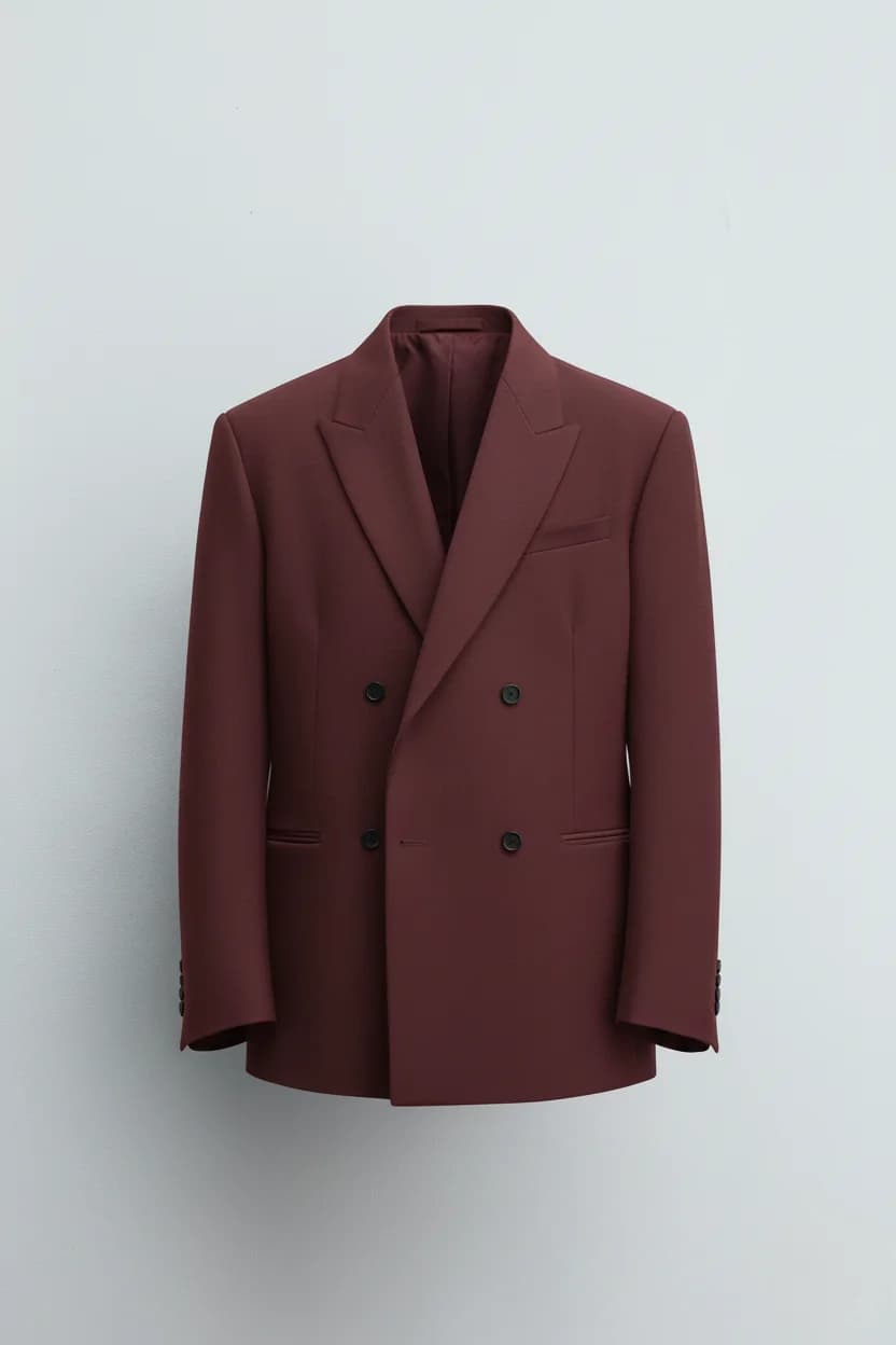 Men’s Maroon Double-Breasted Tailored Suit Side