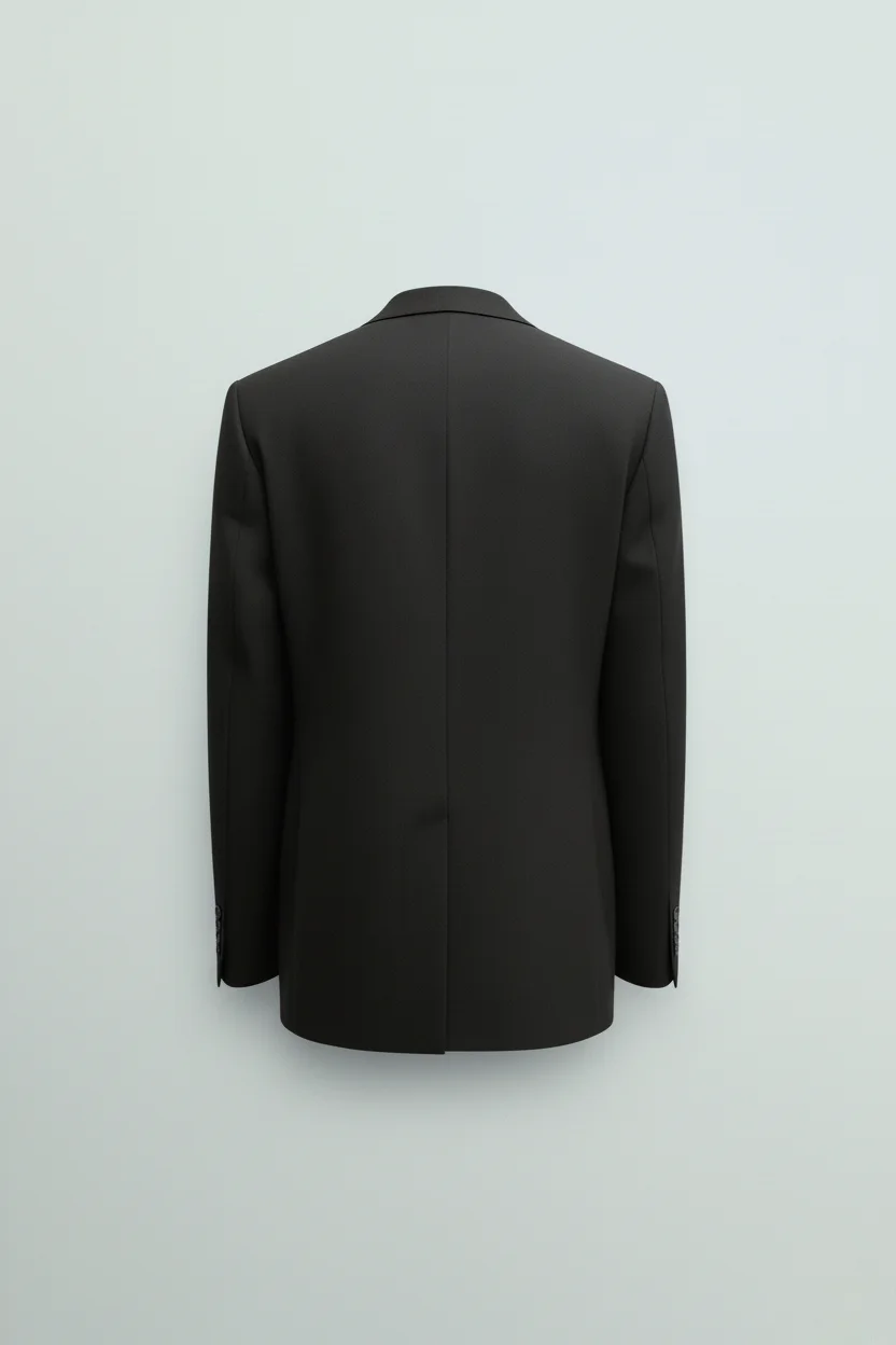 Men's Midnight Black Double-Breasted Premium Suit Detail