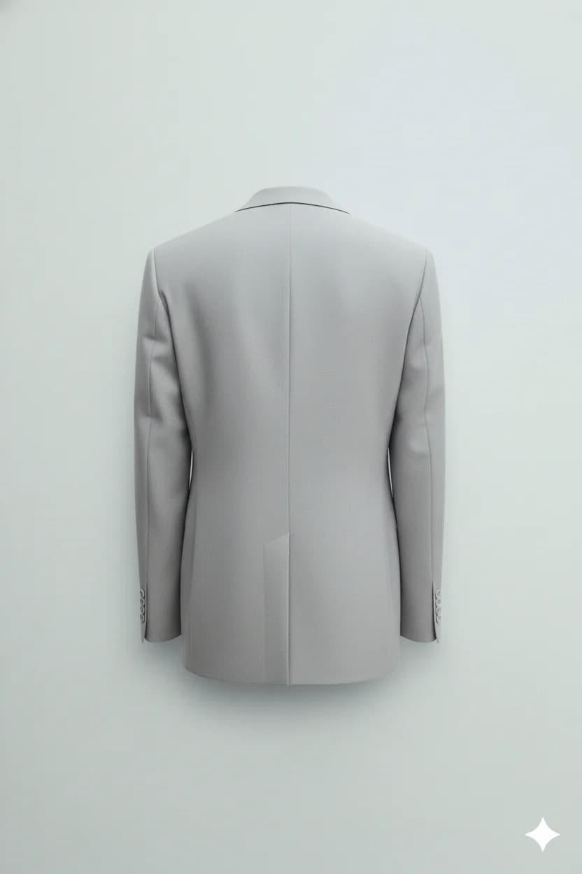 Men’s Premium Light Grey Double-Breasted Blazer Back