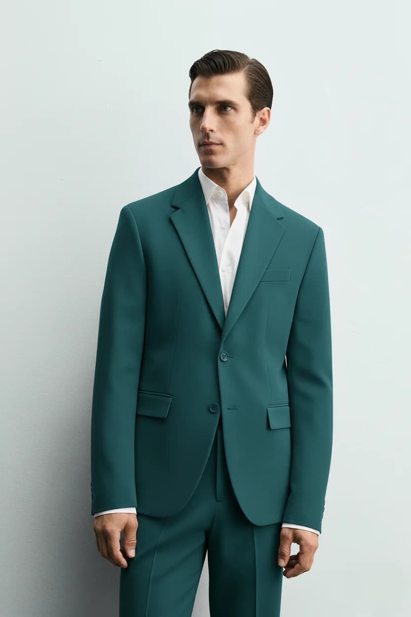 men's Teal Green Premium Tailored Suit front