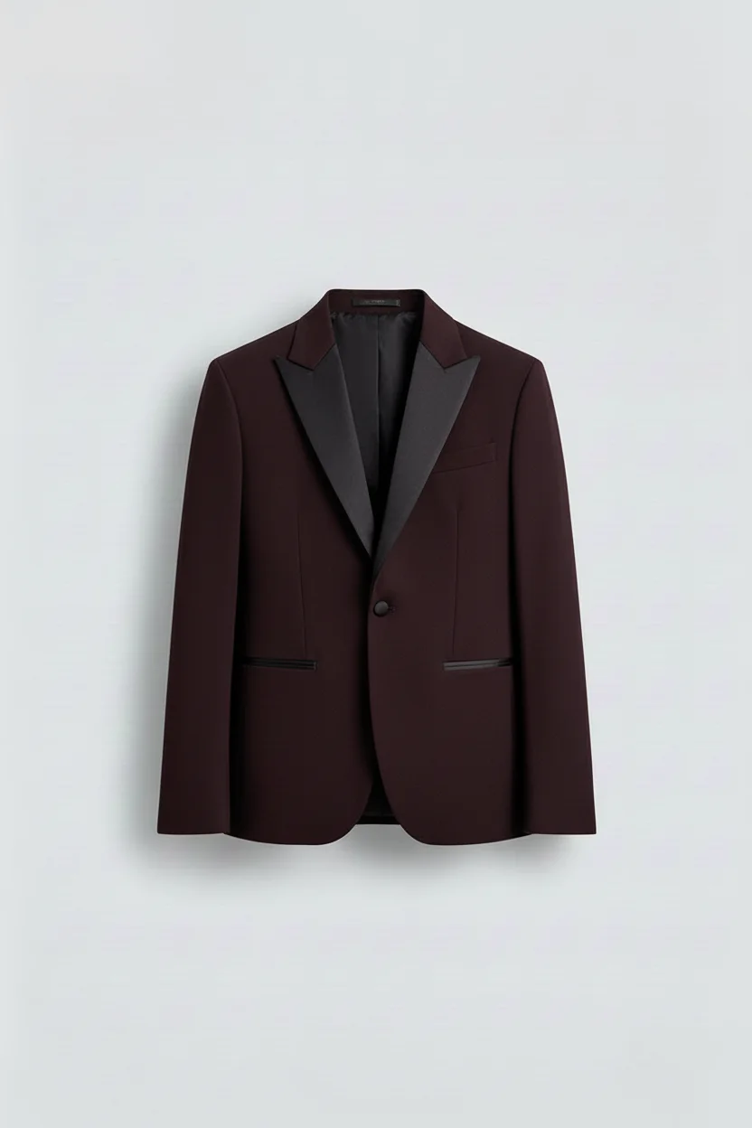 Men's Wine Red Premium Tailored Suit Side