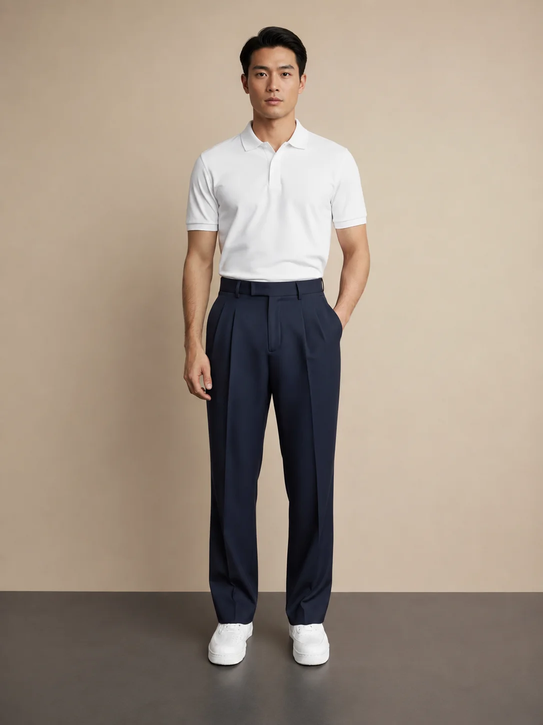 Navy Blue Regular Fit Formal Trousers front