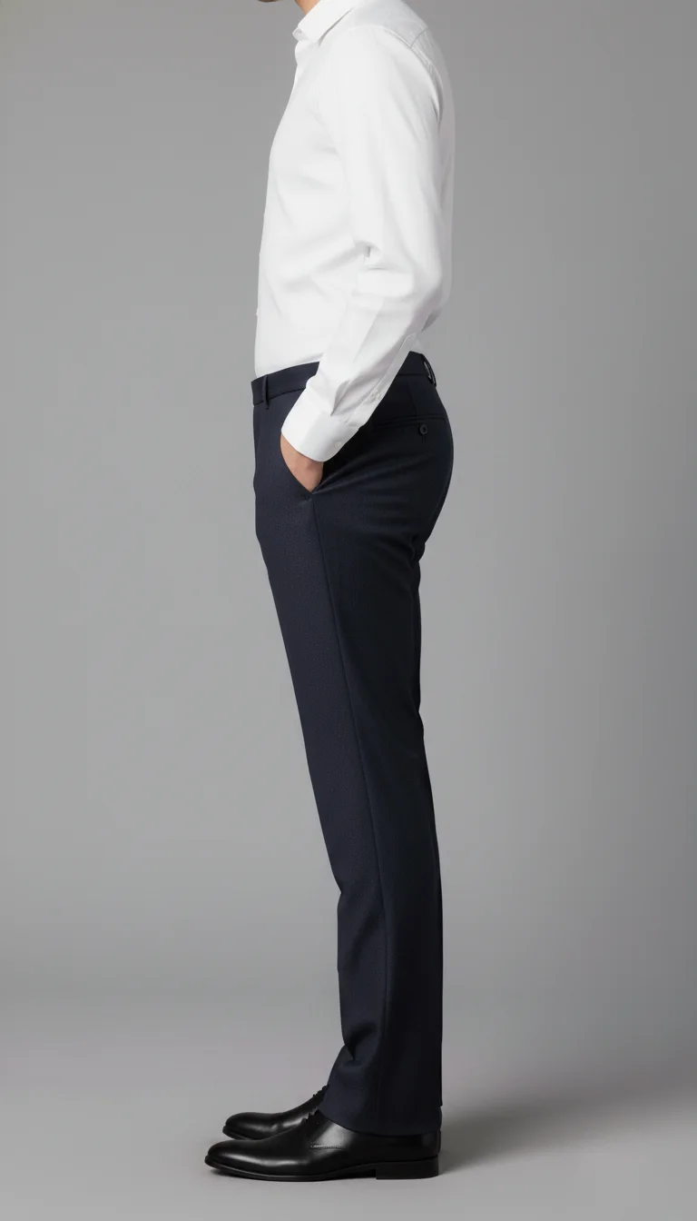 Navy Blue Bell Bottom Formal Trousers Back