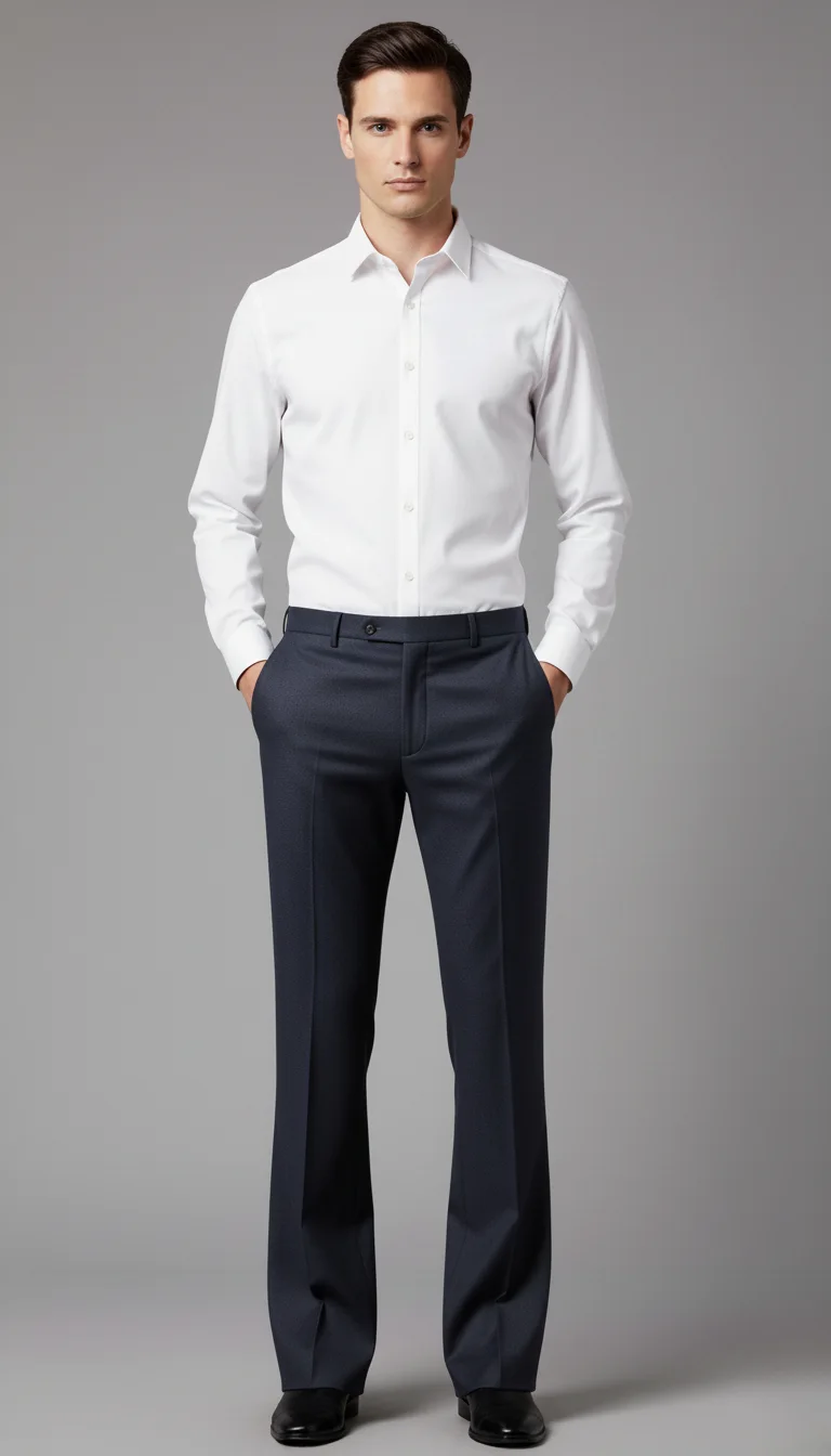 Navy Blue Bell Bottom Formal Trousers front