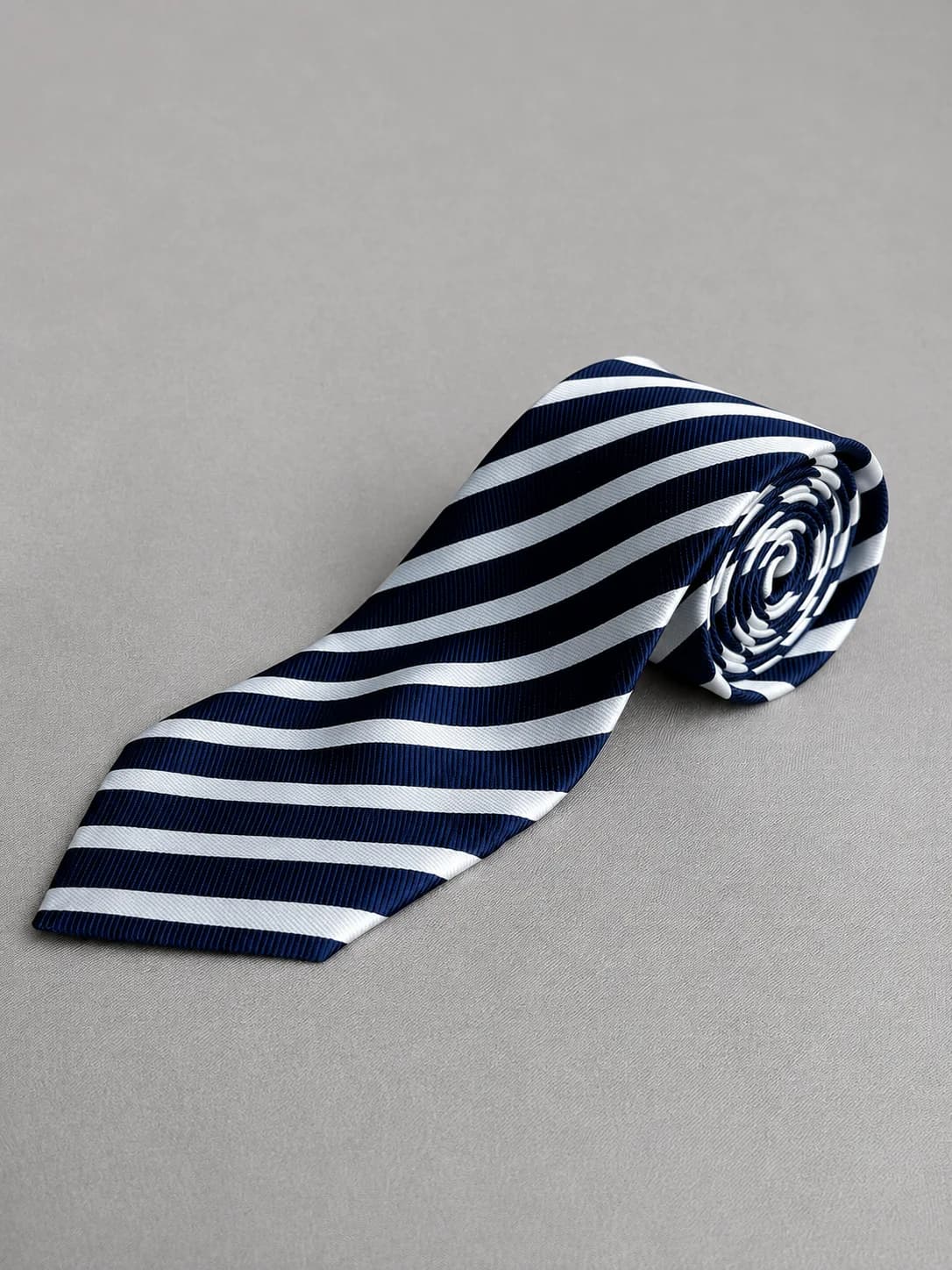 Navy Crest Striped Necktie Back