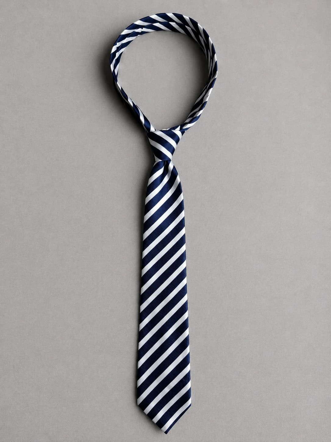 Navy Crest Striped Necktie Side