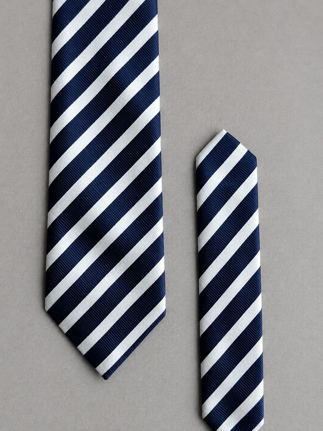 Navy Crest Striped Necktie Detail