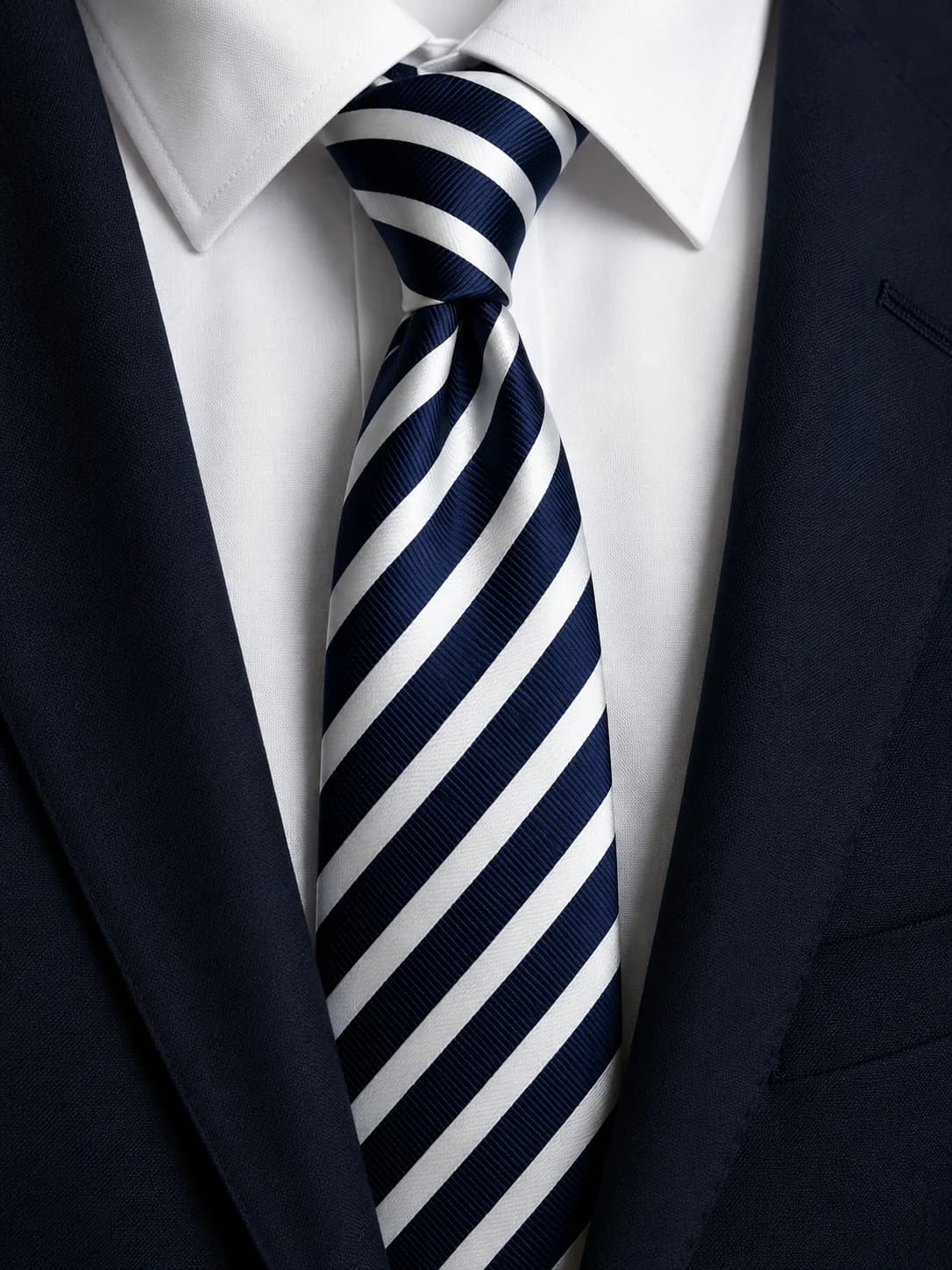 Navy Crest Striped Necktie overview